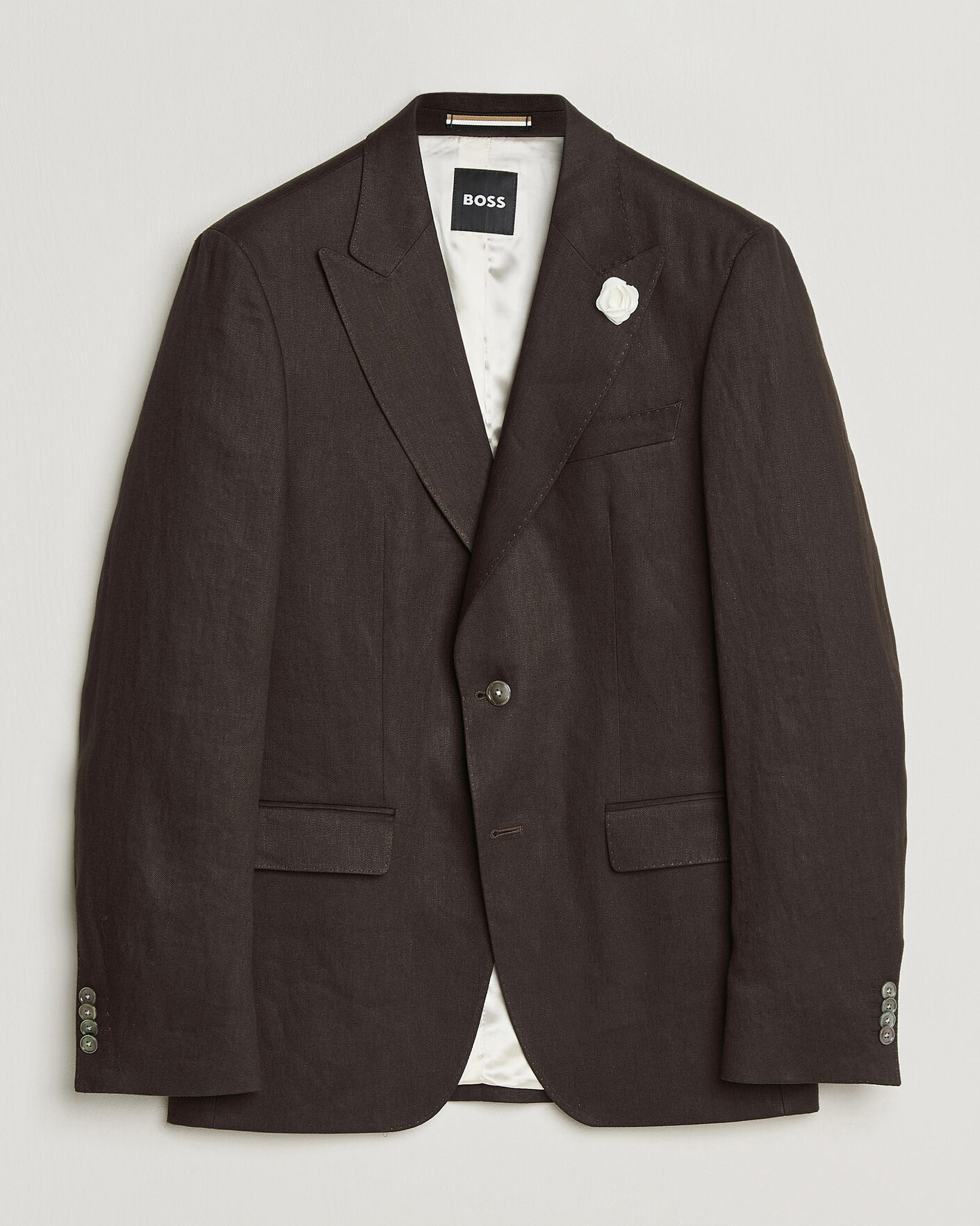 Herre | Dressjakker | BOSS BLACK | Hutson Linen Suit Blazer Dark Brown