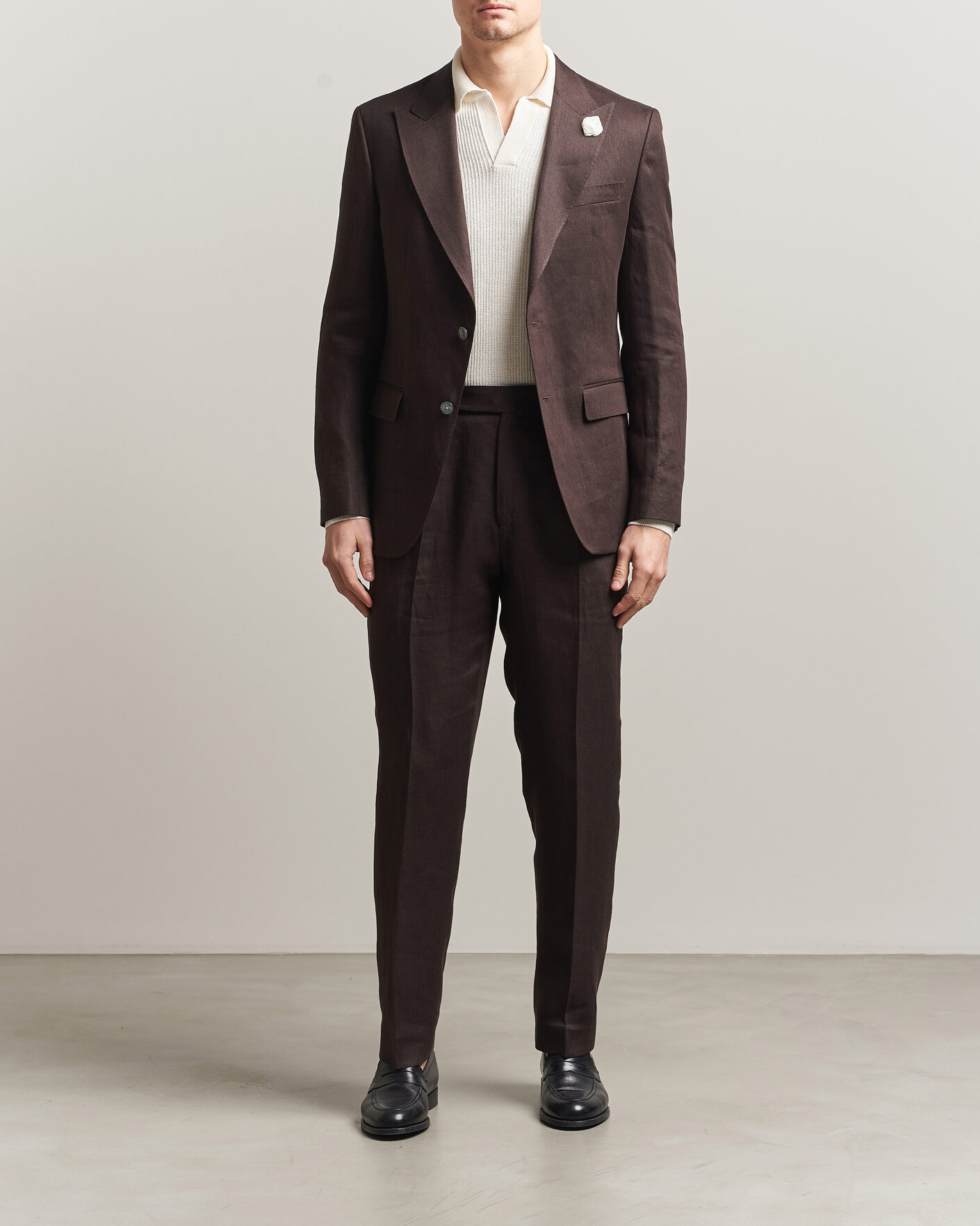 Herre | Dressjakker | BOSS BLACK | Hutson Linen Suit Blazer Dark Brown