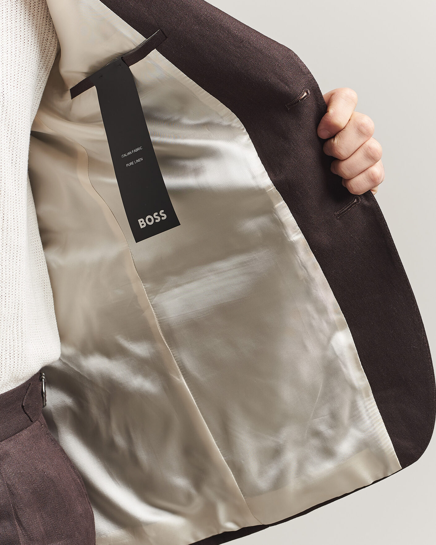 Herre | Dressjakker | BOSS BLACK | Hutson Linen Suit Blazer Dark Brown