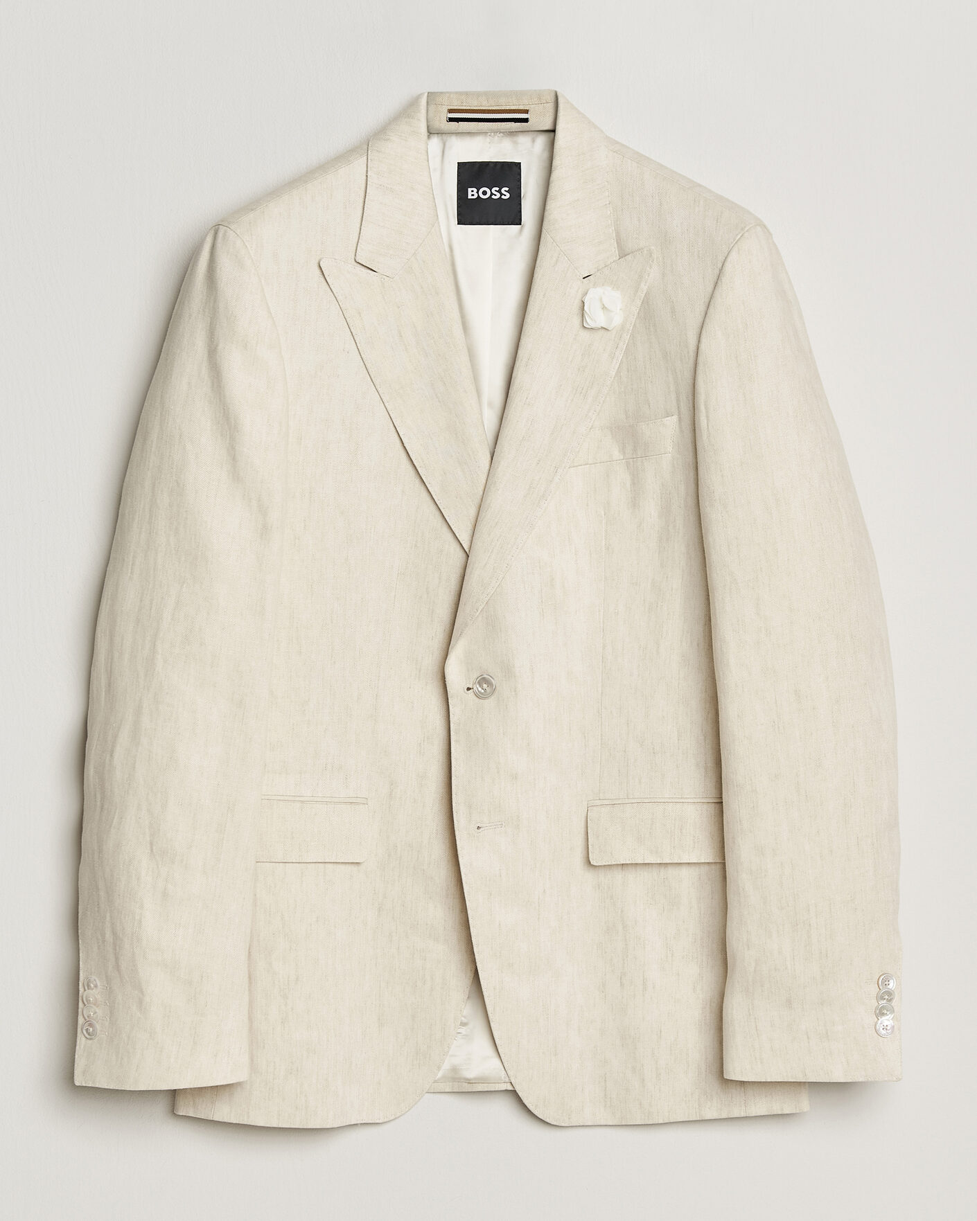 Herre | Dressjakker | BOSS BLACK | Hutson Linen Suit Blazer Open Beige