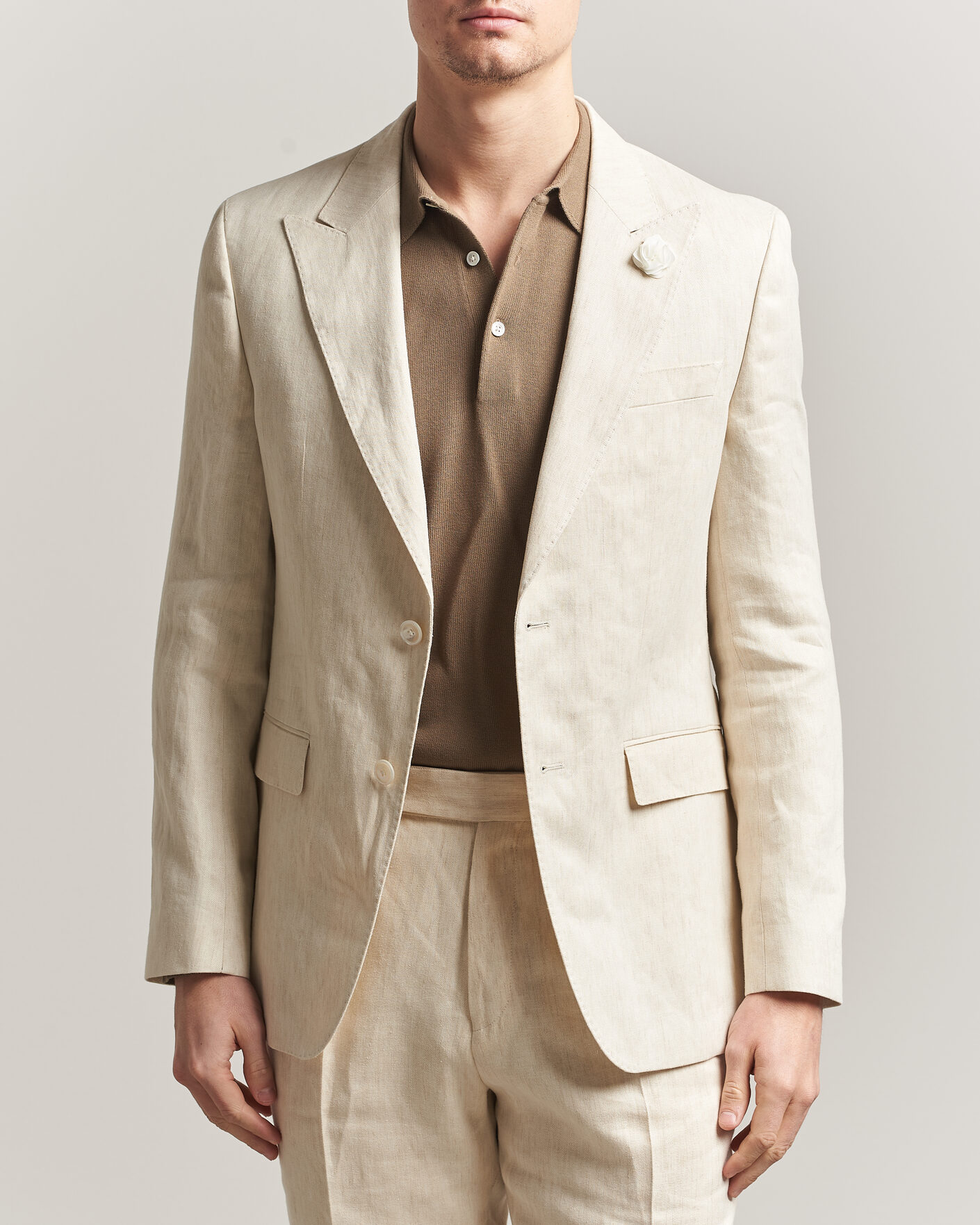 Herre | Dressjakker | BOSS BLACK | Hutson Linen Suit Blazer Open Beige