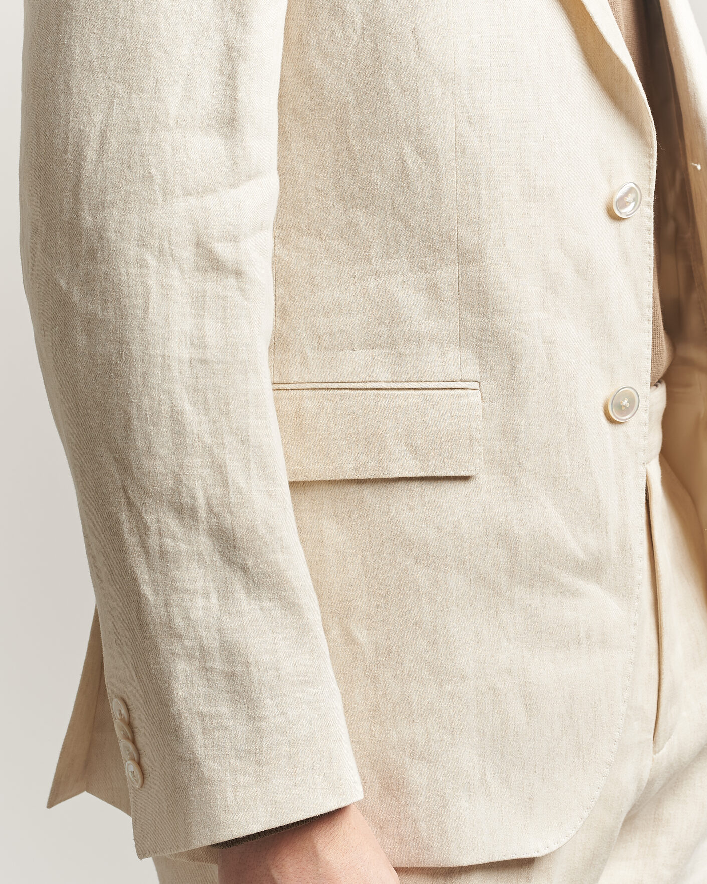 Herre | Dressjakker | BOSS BLACK | Hutson Linen Suit Blazer Open Beige