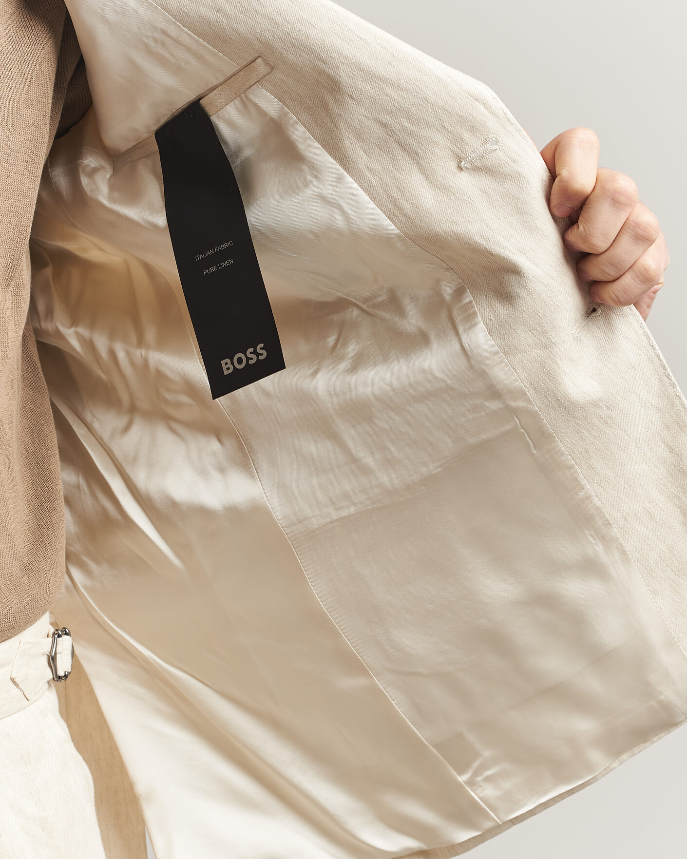 Herre | Dressjakker | BOSS BLACK | Hutson Linen Suit Blazer Open Beige