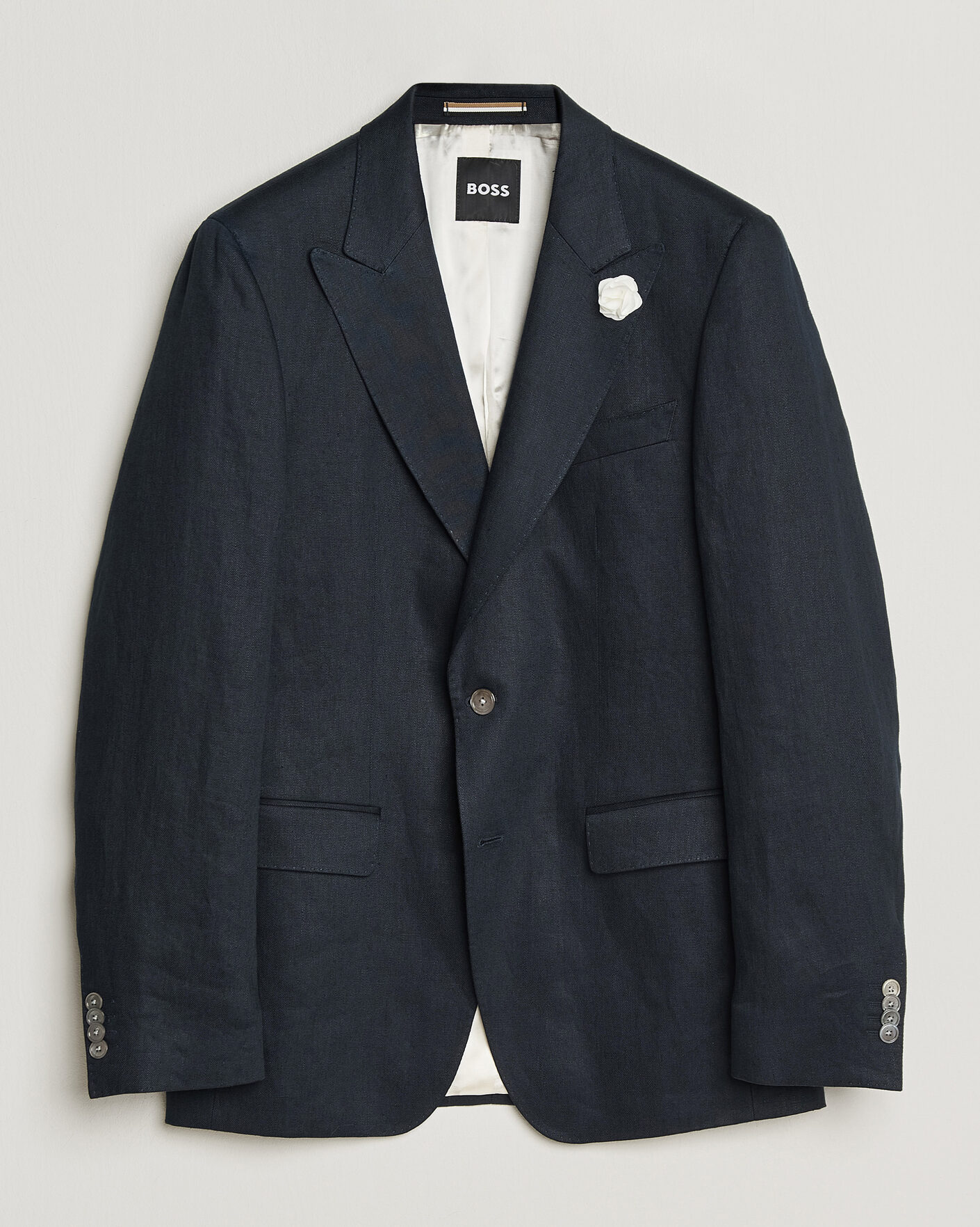 Herre | Dressjakker | BOSS BLACK | Hutson Linen Suit Blazer Dark Blue