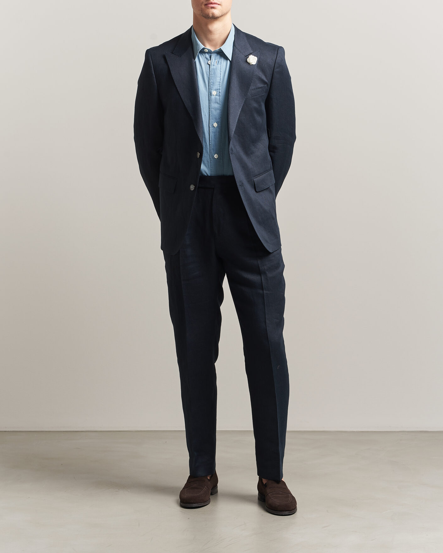 Herre | Dressjakker | BOSS BLACK | Hutson Linen Suit Blazer Dark Blue