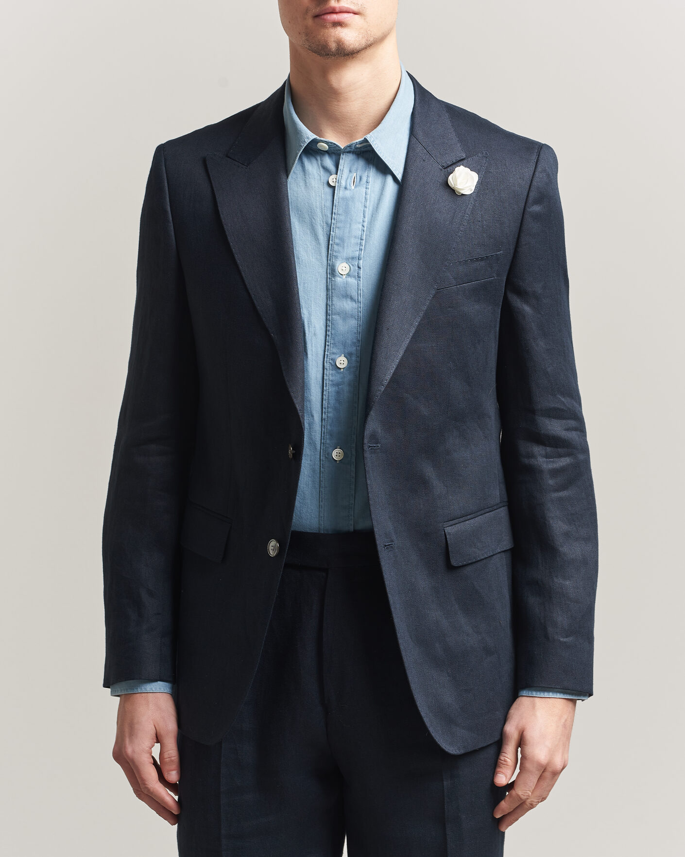 Herre | Dressjakker | BOSS BLACK | Hutson Linen Suit Blazer Dark Blue