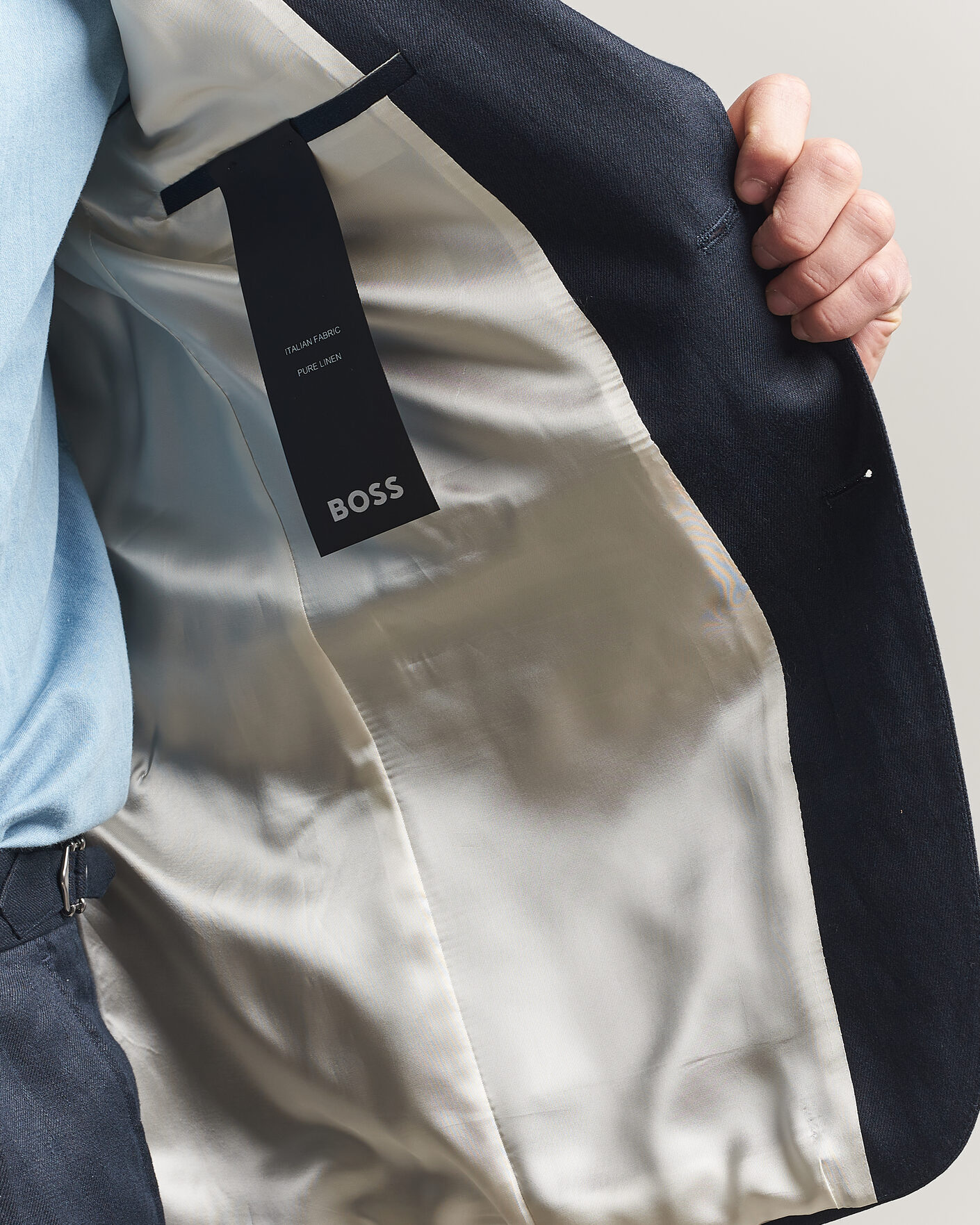 Herre | Dressjakker | BOSS BLACK | Hutson Linen Suit Blazer Dark Blue