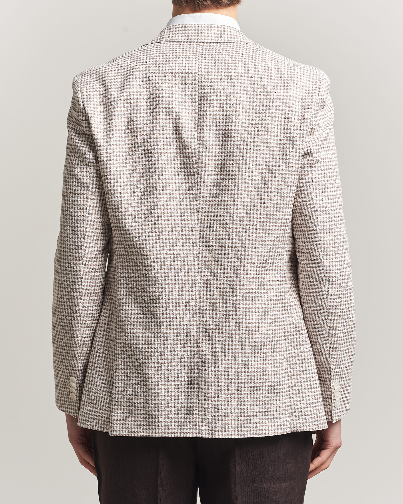 Herre | Dressjakker | BOSS BLACK | Hutson Linen/Cotton Houndstooth Blazer Open Beige