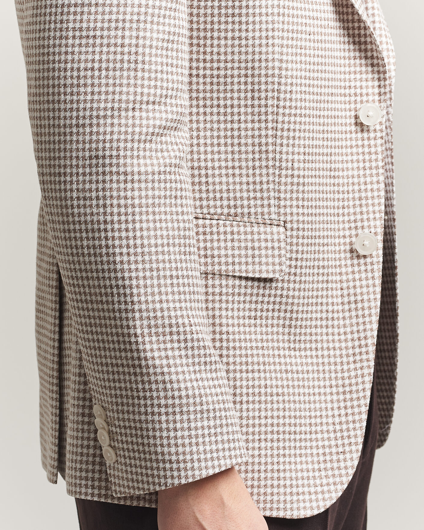 Herre | Dressjakker | BOSS BLACK | Hutson Linen/Cotton Houndstooth Blazer Open Beige