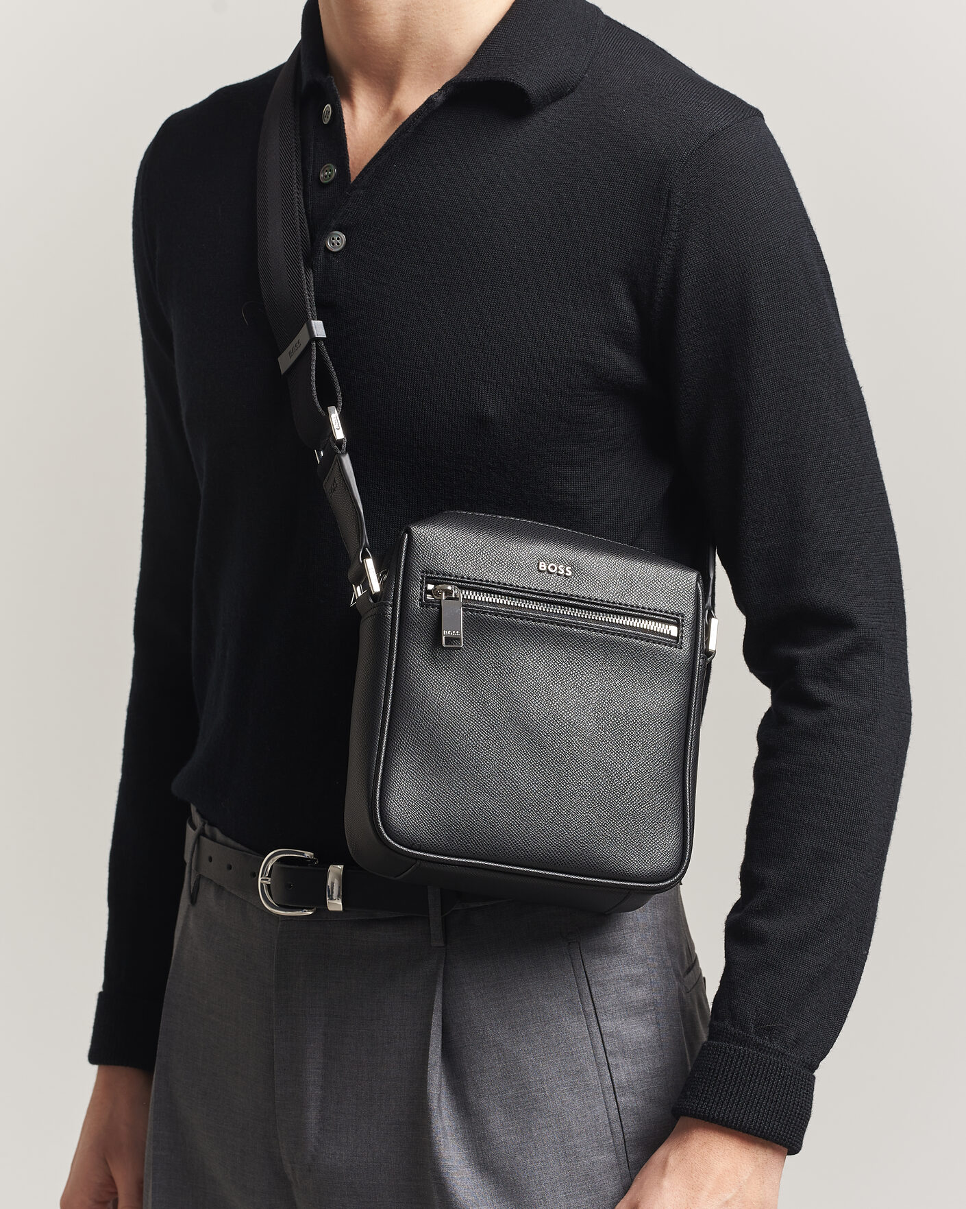 Herre | Vesker | BOSS BLACK | Daxter Leather Crossbody Bag Black