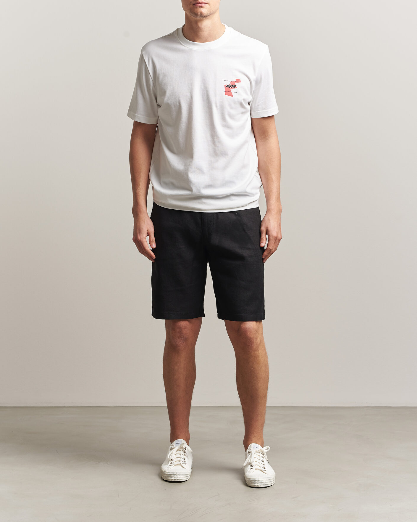 Herre | Shorts | BOSS ORANGE | Tapered Linen Drawstring Shorts Black