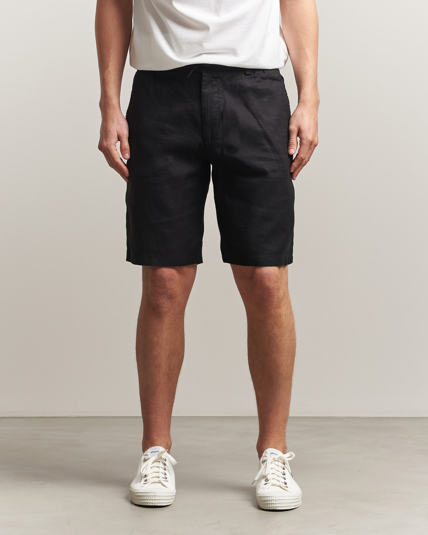 Herre | Shorts | BOSS ORANGE | Tapered Linen Drawstring Shorts Black