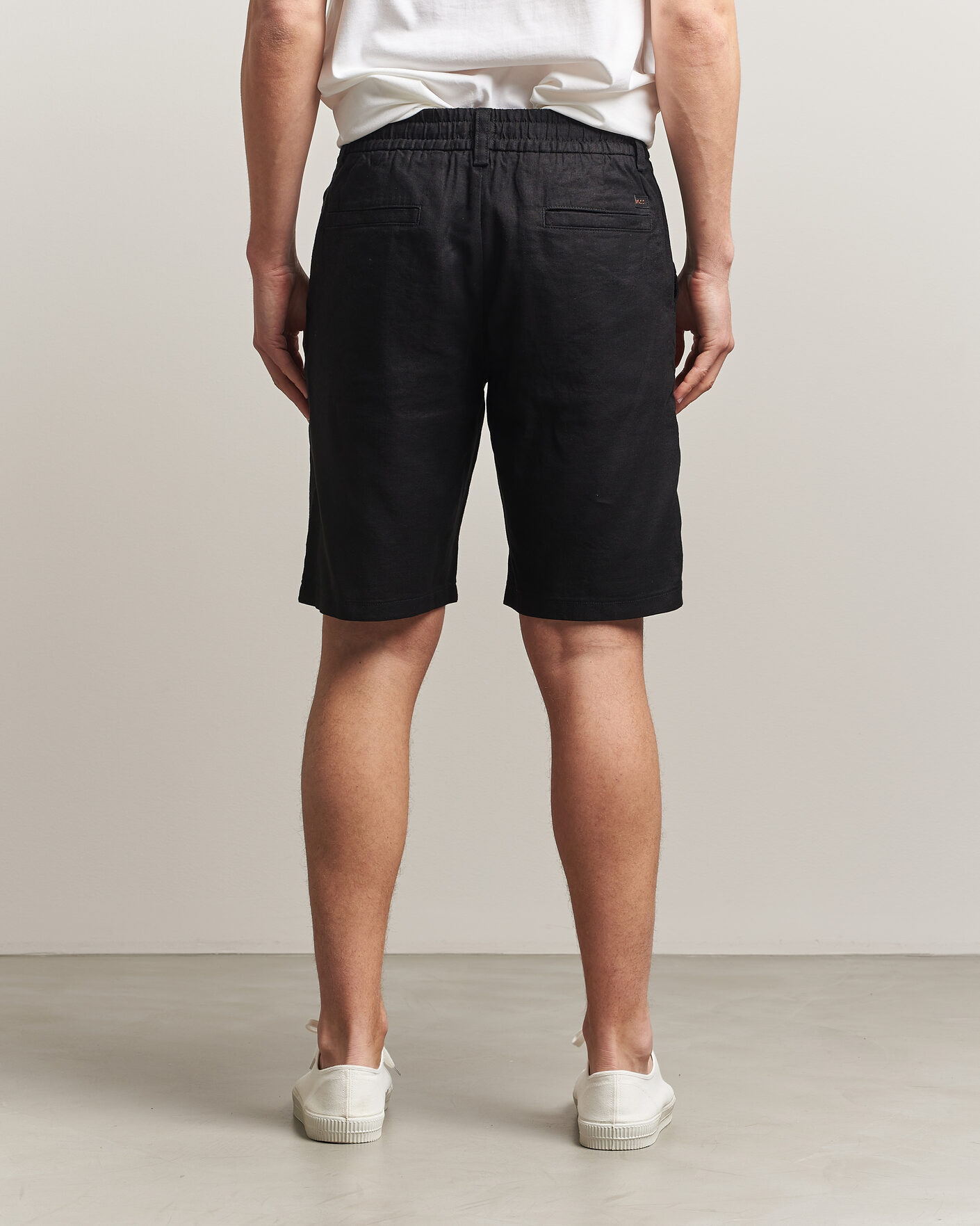 Herre | Shorts | BOSS ORANGE | Tapered Linen Drawstring Shorts Black