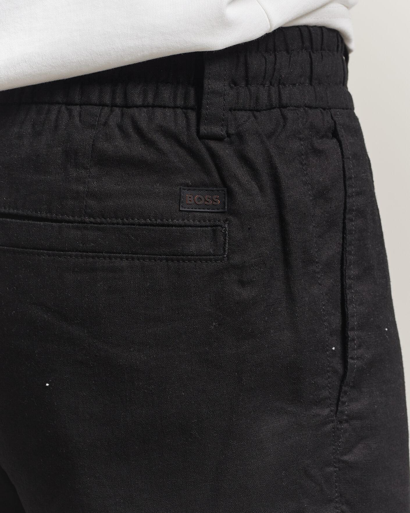Herre | Shorts | BOSS ORANGE | Tapered Linen Drawstring Shorts Black