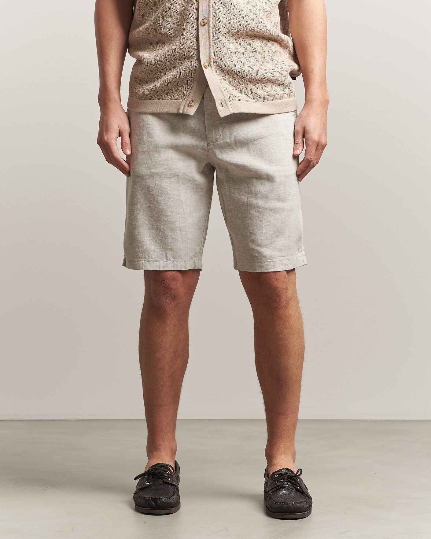 Herre | Shorts | BOSS ORANGE | Tapered Linen Drawstring Shorts Open Grey