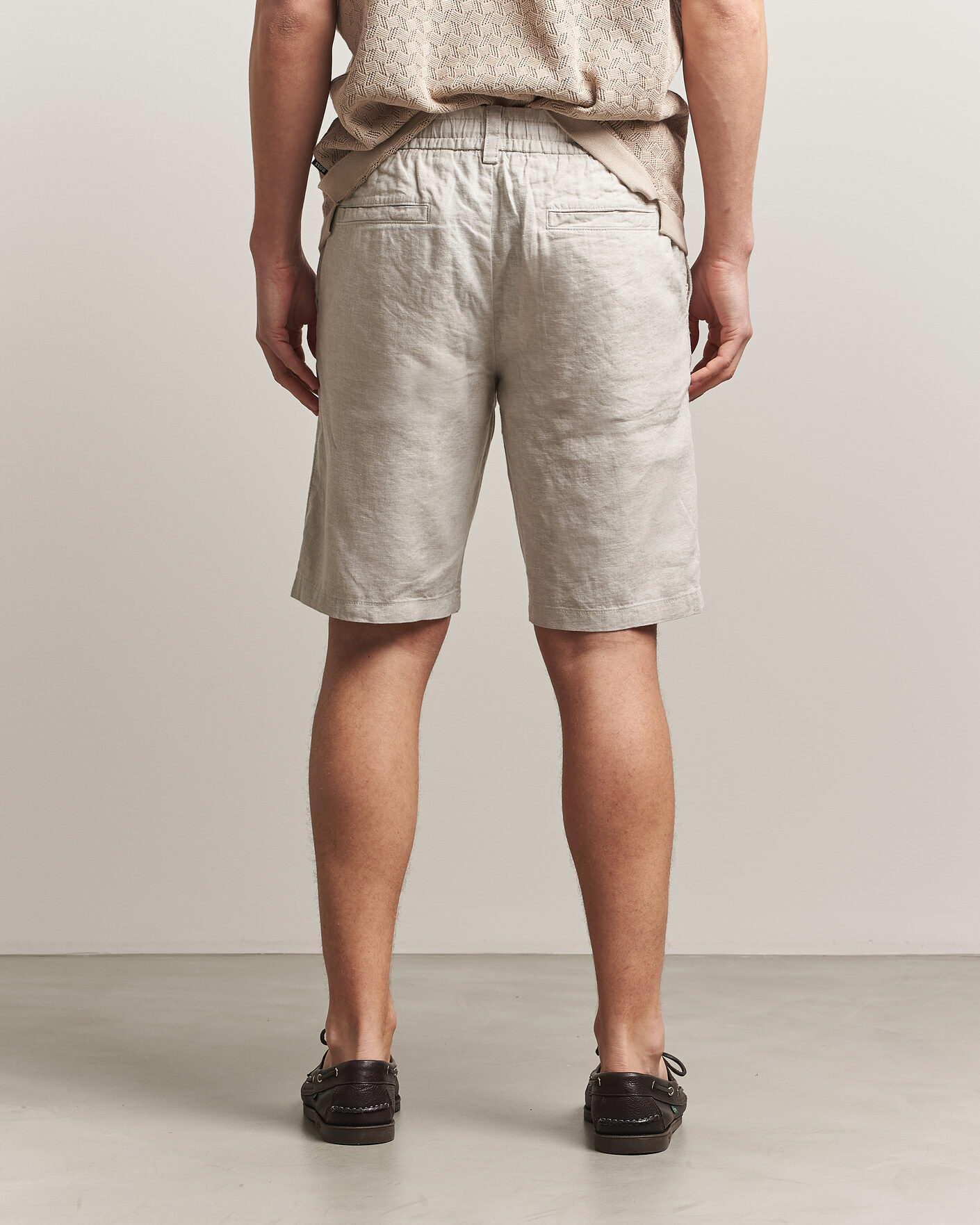 Herre | Shorts | BOSS ORANGE | Tapered Linen Drawstring Shorts Open Grey