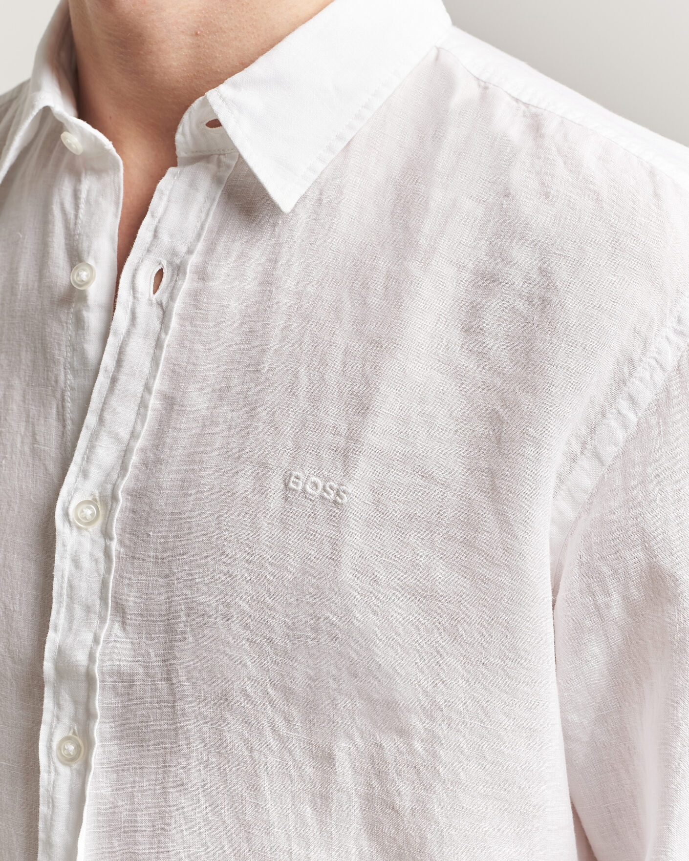 Herre | Skjorter | BOSS ORANGE | Relegant Linen Shirt White