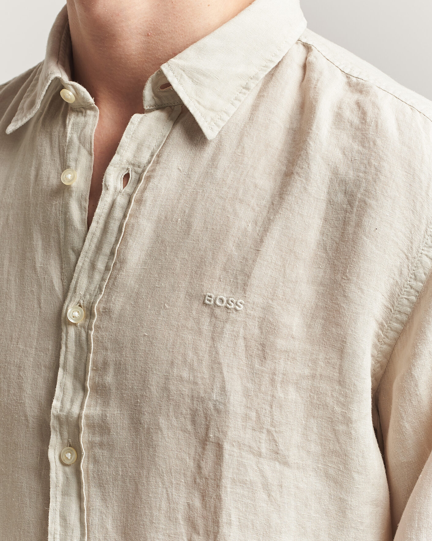 Herre | Skjorter | BOSS ORANGE | Relegant Linen Shirt Light Beige