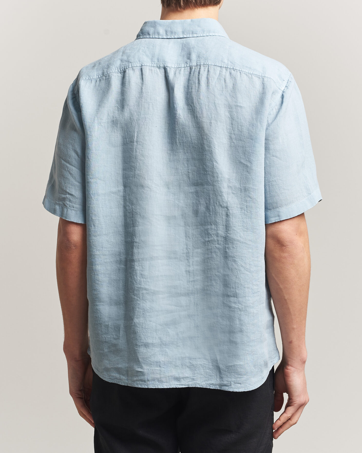 Herre | Skjorter | BOSS ORANGE | Rash Linen Short Sleeve Shirt Light Blue