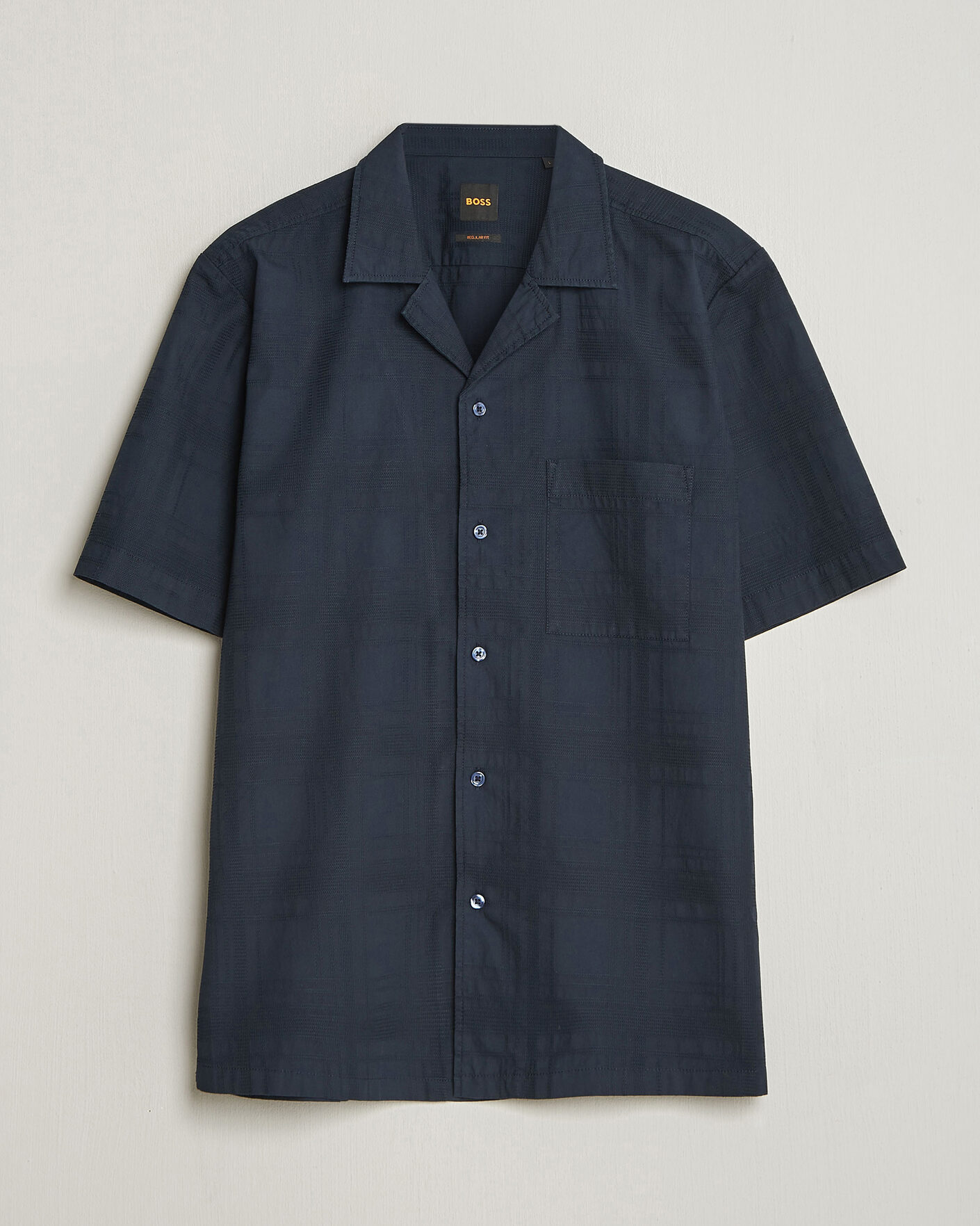 Herre | Skjorter | BOSS ORANGE | Rayer Cotton Resort Shirt Dark Blue