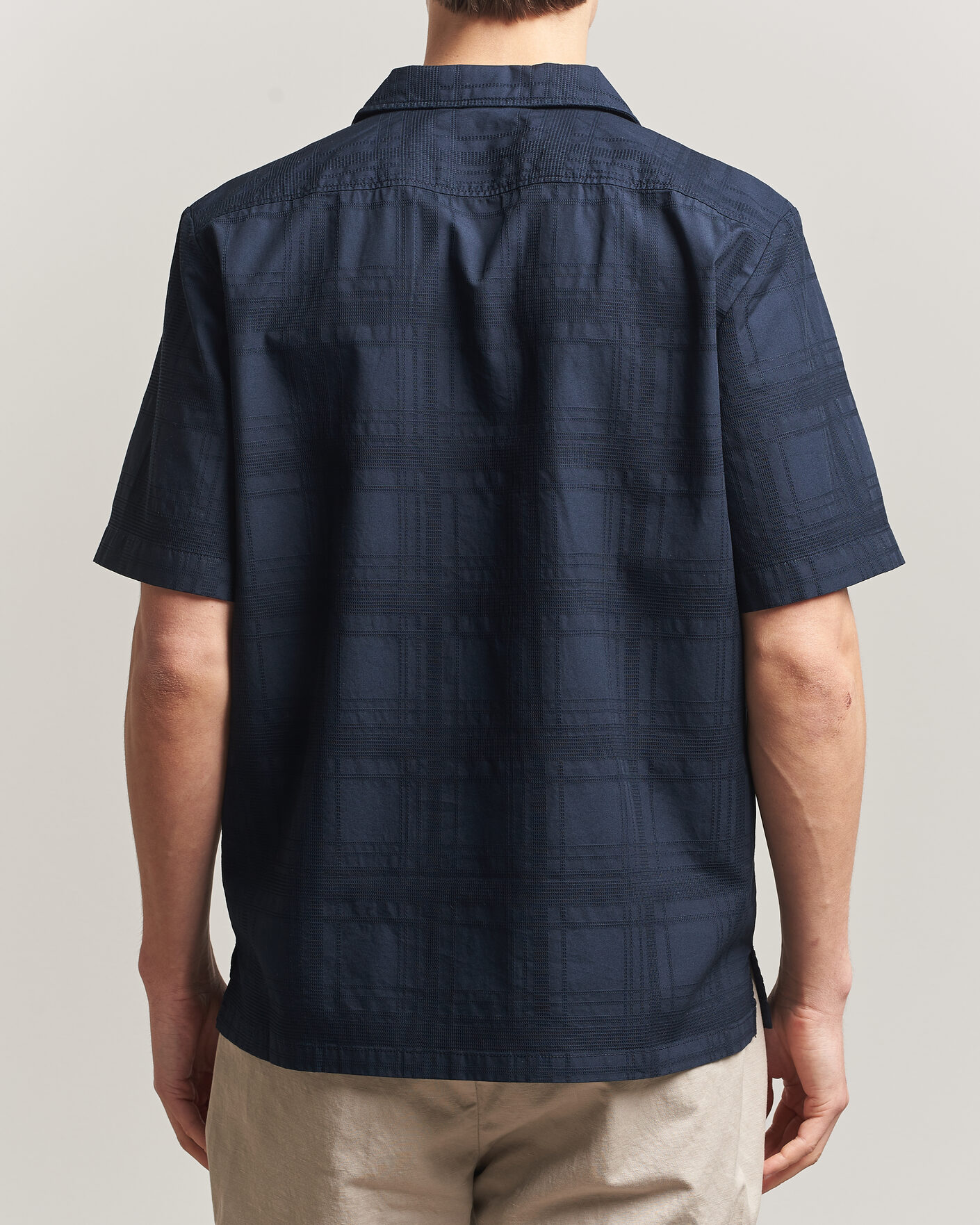 Herre | Skjorter | BOSS ORANGE | Rayer Cotton Resort Shirt Dark Blue