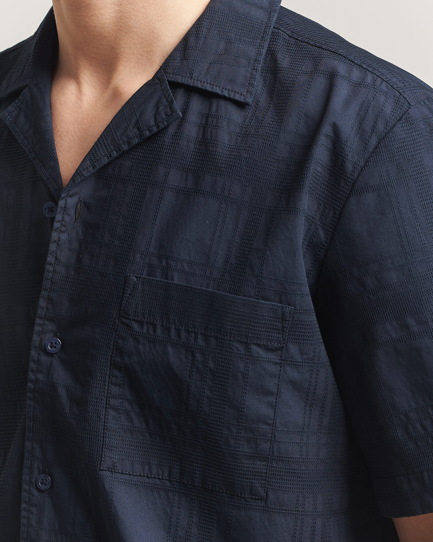 Herre | Skjorter | BOSS ORANGE | Rayer Cotton Resort Shirt Dark Blue