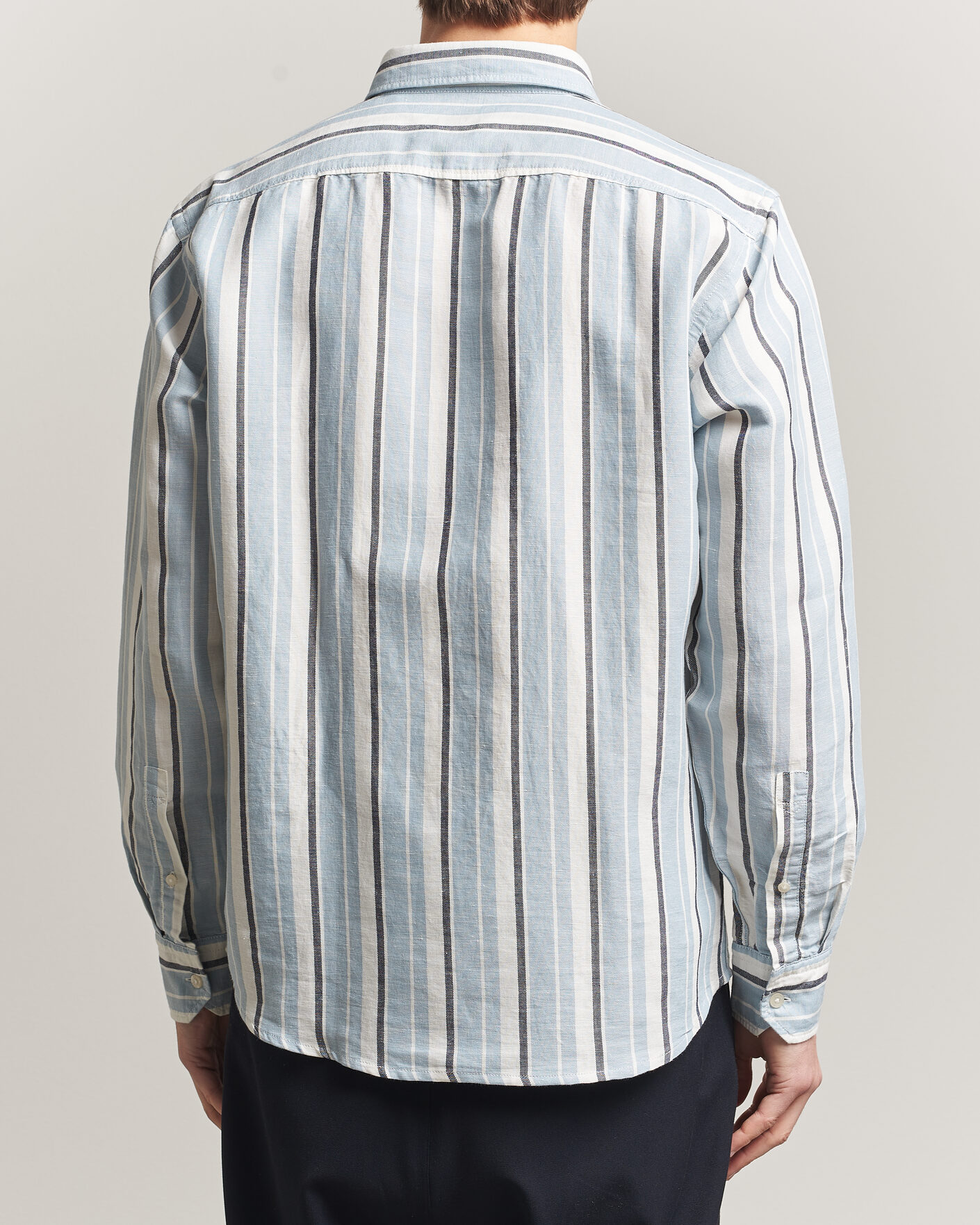Herre | Skjorter | BOSS ORANGE | Ricoplus Linen/Cotton Striped Shirt Light Blue