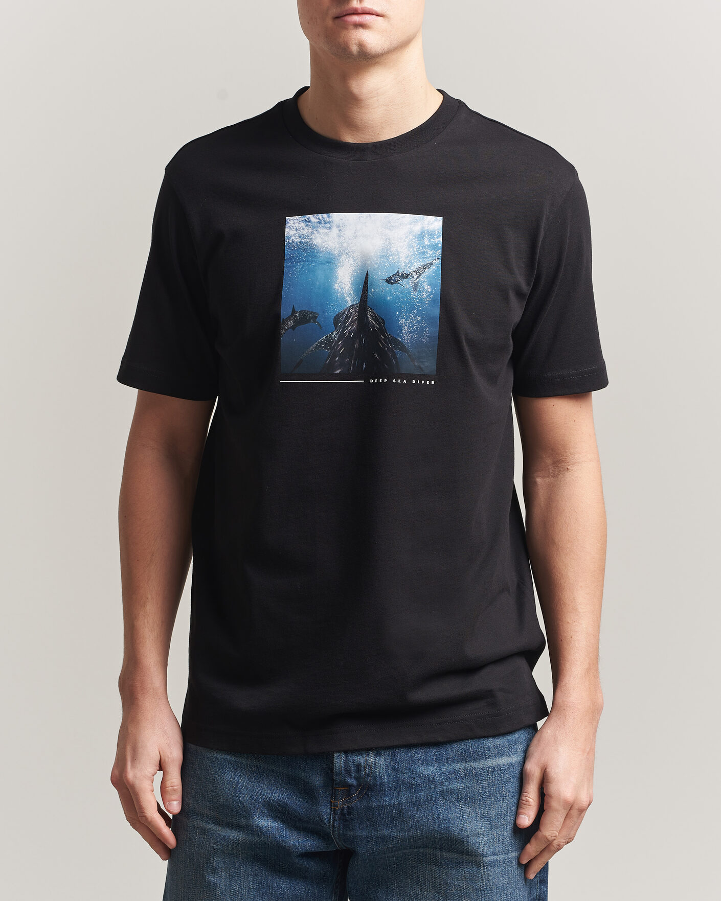 Herre | T-Shirts | BOSS ORANGE | Creature Printed Crew Neck T-Shirt Black