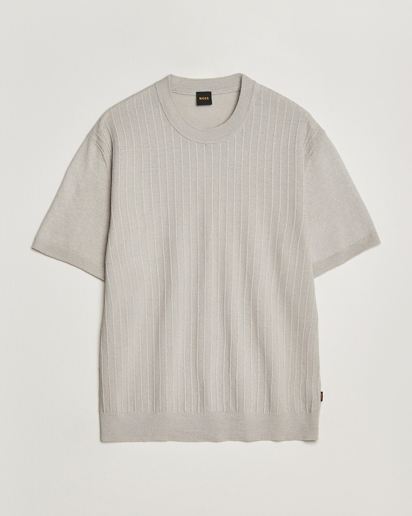 Herre | T-Shirts | BOSS ORANGE | Kajordino Linen/Cotton Knitted T-Shirt Beige