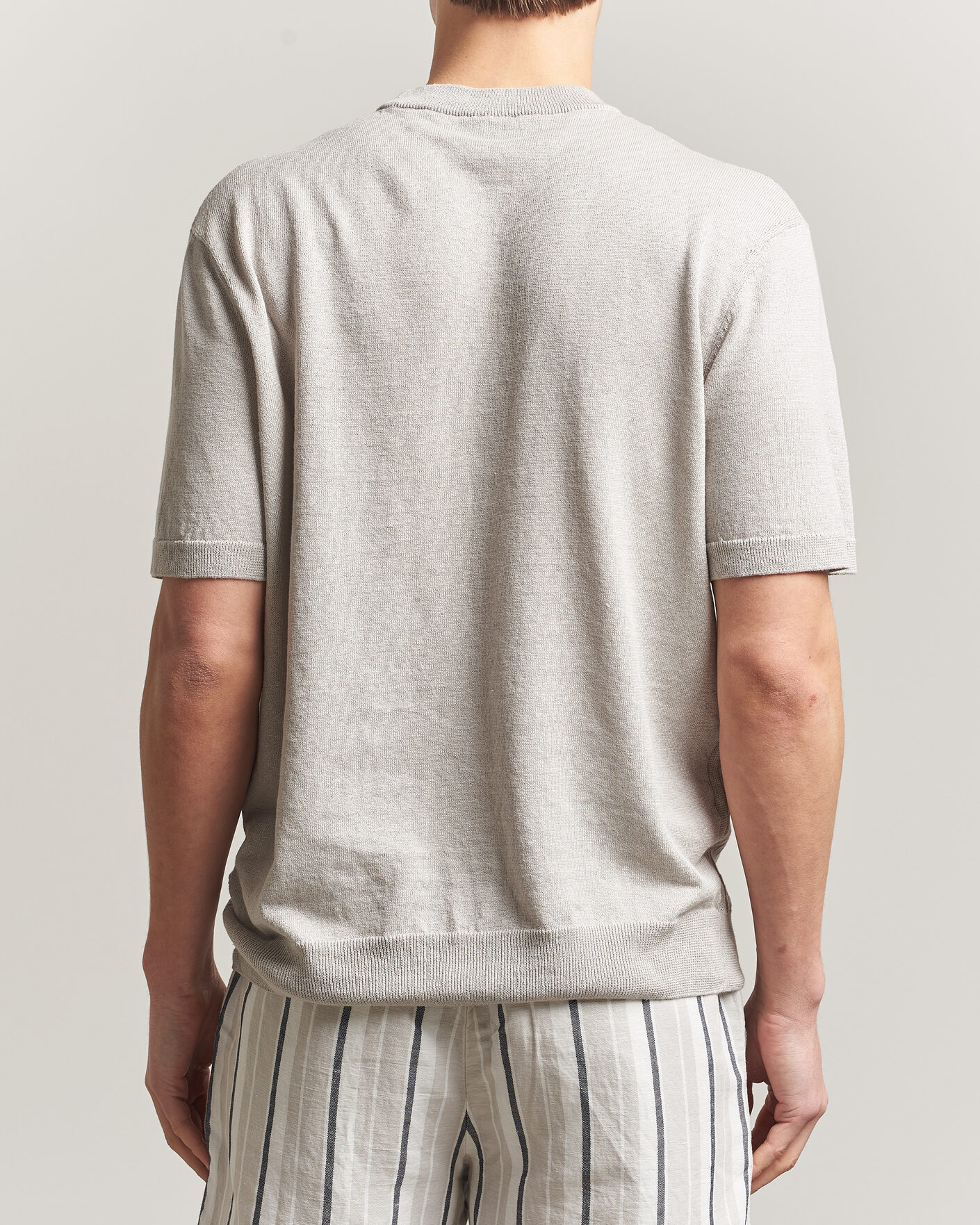 Herre | T-Shirts | BOSS ORANGE | Kajordino Linen/Cotton Knitted T-Shirt Beige