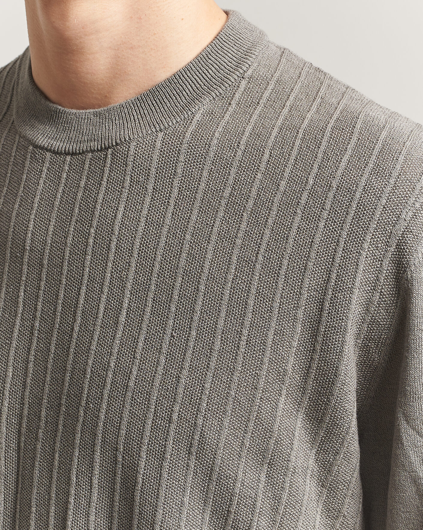 Herre | T-Shirts | BOSS ORANGE | Kajordino Linen/Cotton Knitted T-Shirt Green