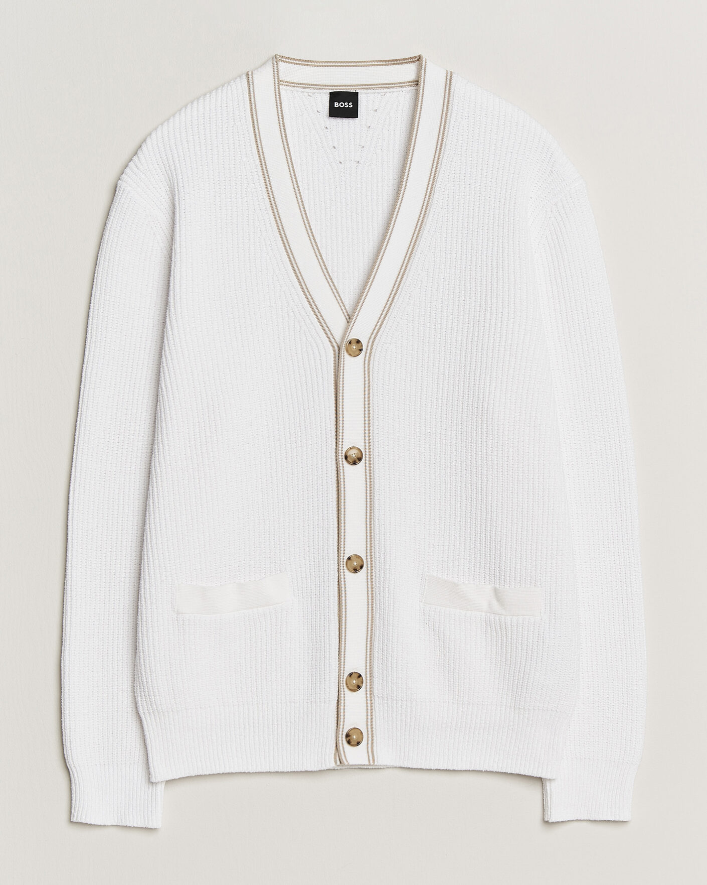 Herre | Gensere | BOSS BLACK | Napoli Knitted Cardigan White