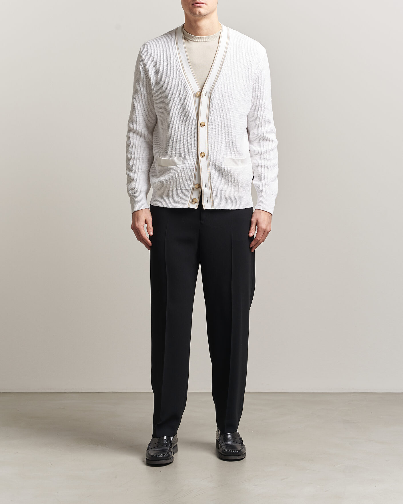Herre | Gensere | BOSS BLACK | Napoli Knitted Cardigan White