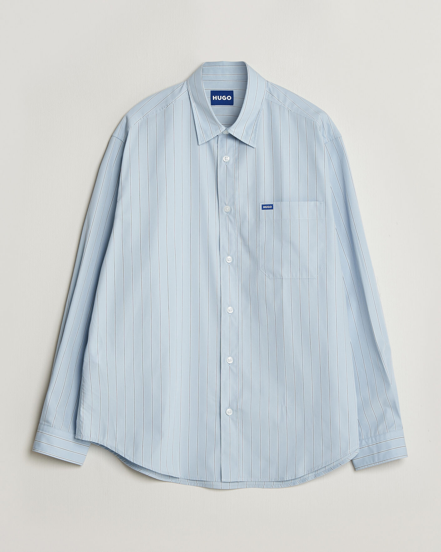 Herre | Skjorter | HUGO | Ebalto Striped Cotton Shirt Open Blue