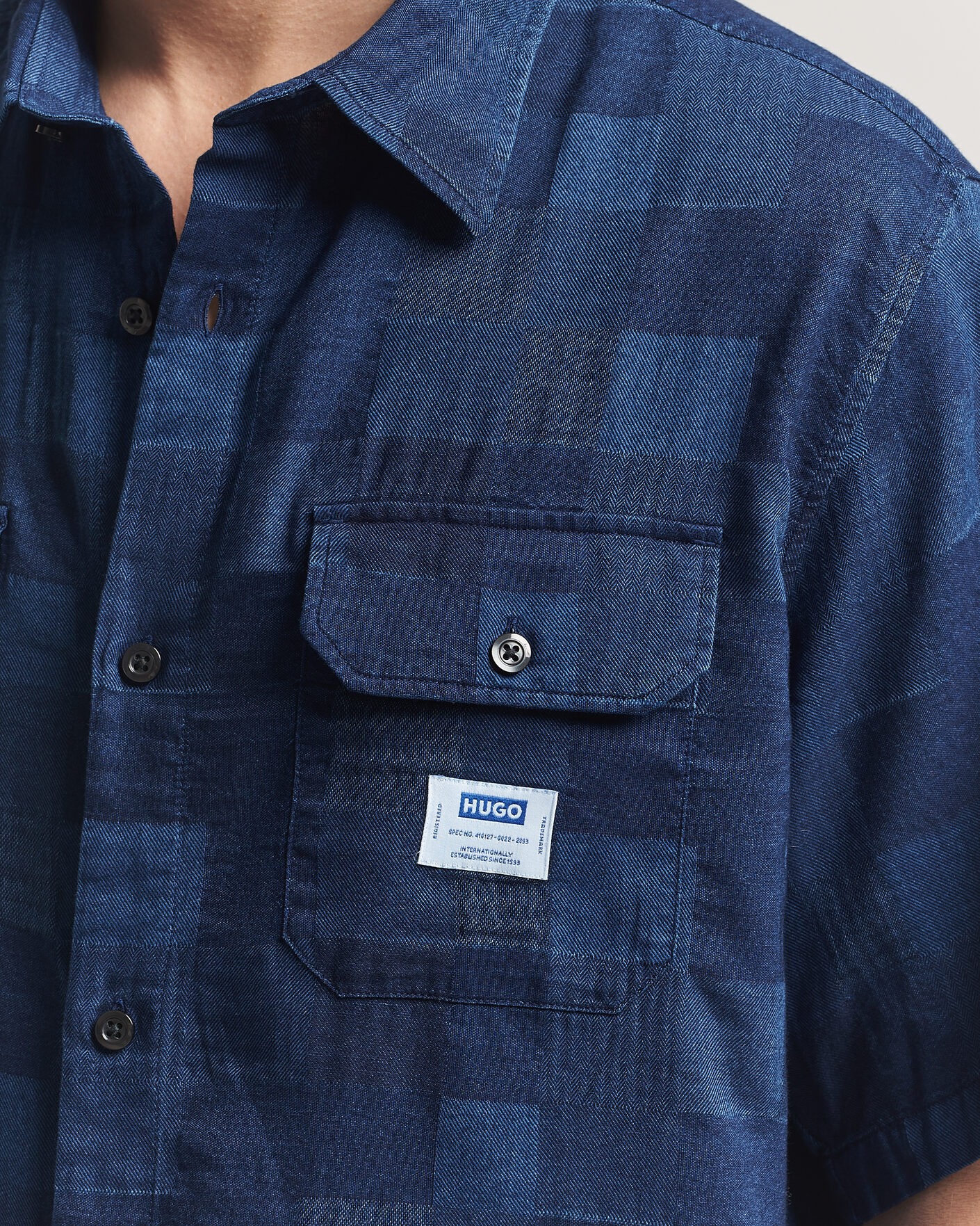 Herre | Skjorter | HUGO | Ekyno Workwear Short Sleeve Shirt Dark Blue