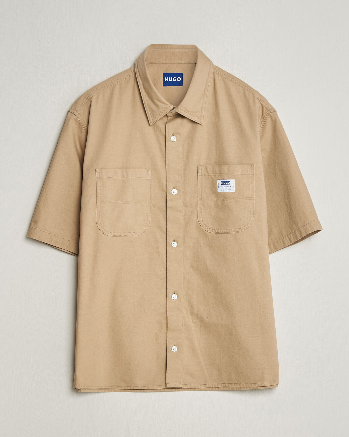 Herre | Skjorter | HUGO | Ebwin Workwear Short Sleeve Shirt Medium Beige