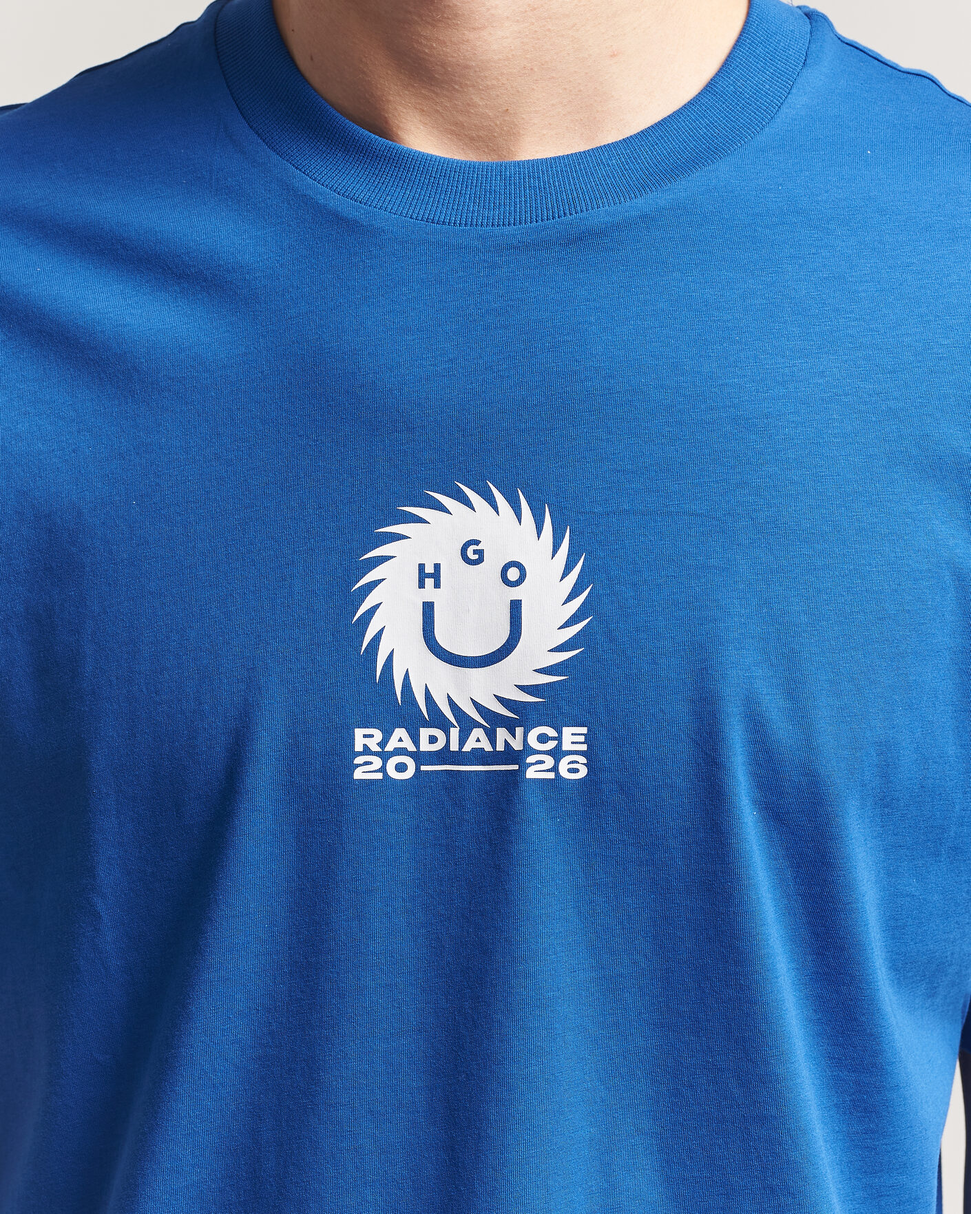 Herre | T-Shirts | HUGO | Nunarix Printed Crew Neck T-Shirt Open Blue