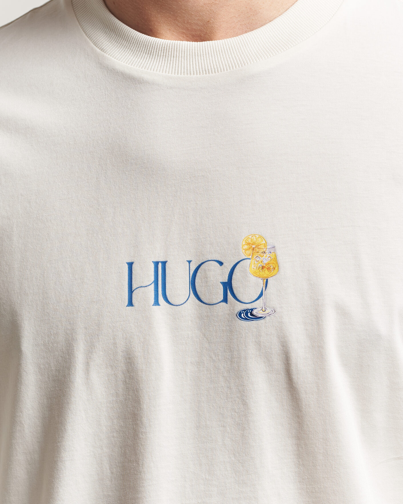 Herre | T-Shirts | HUGO | Nulaxo Printed Crew Neck T-Shirt Open White