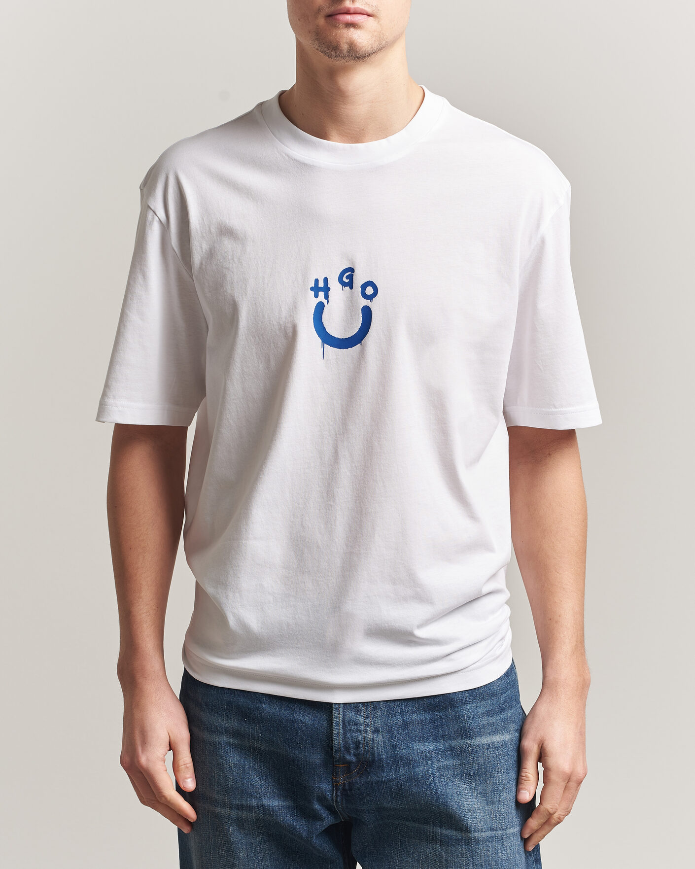 Herre | T-Shirts | HUGO | Norizom Printed Crew Neck T-Shirt White