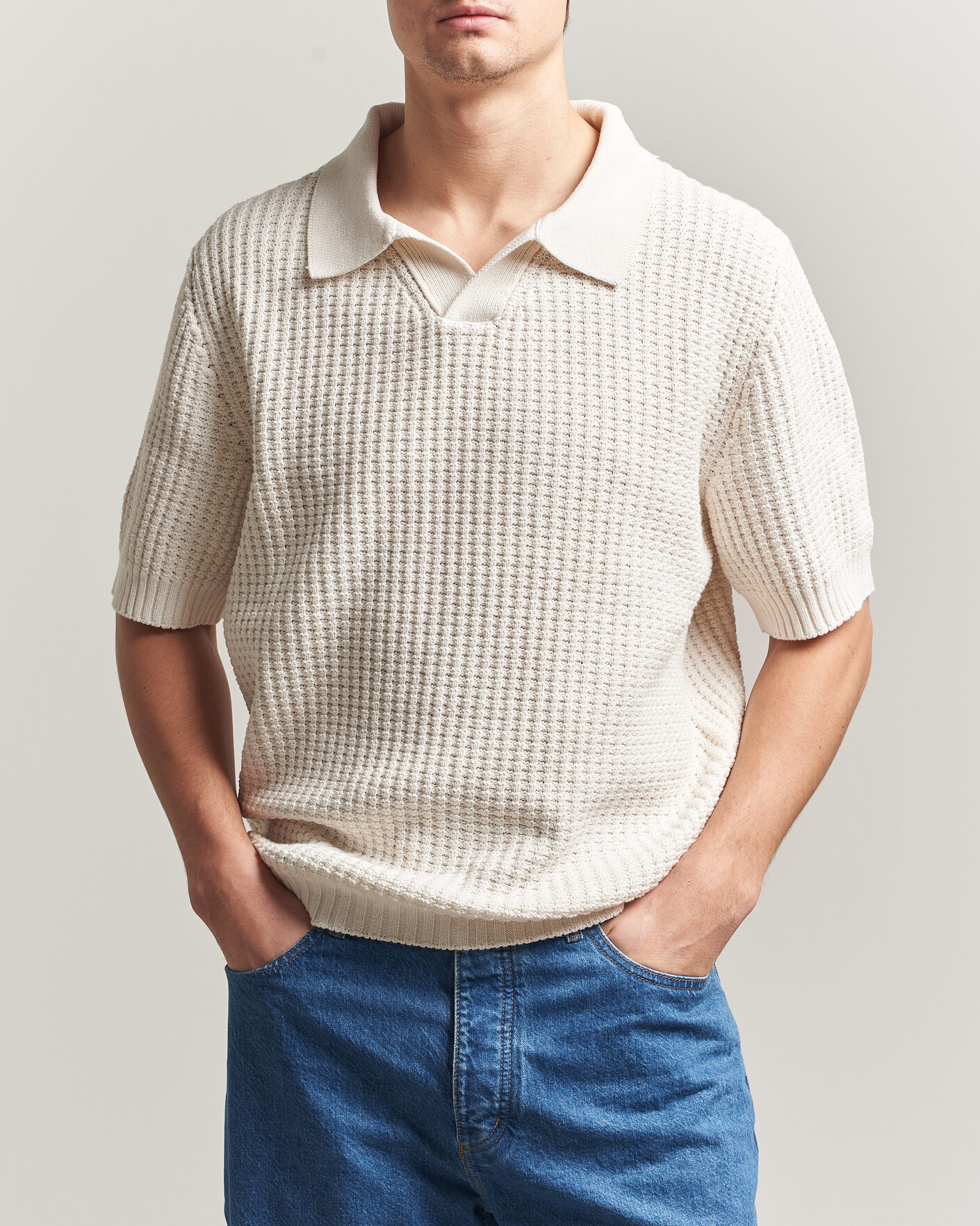 Herre | Pikéer | HUGO | Spero Knitted Polo Open White
