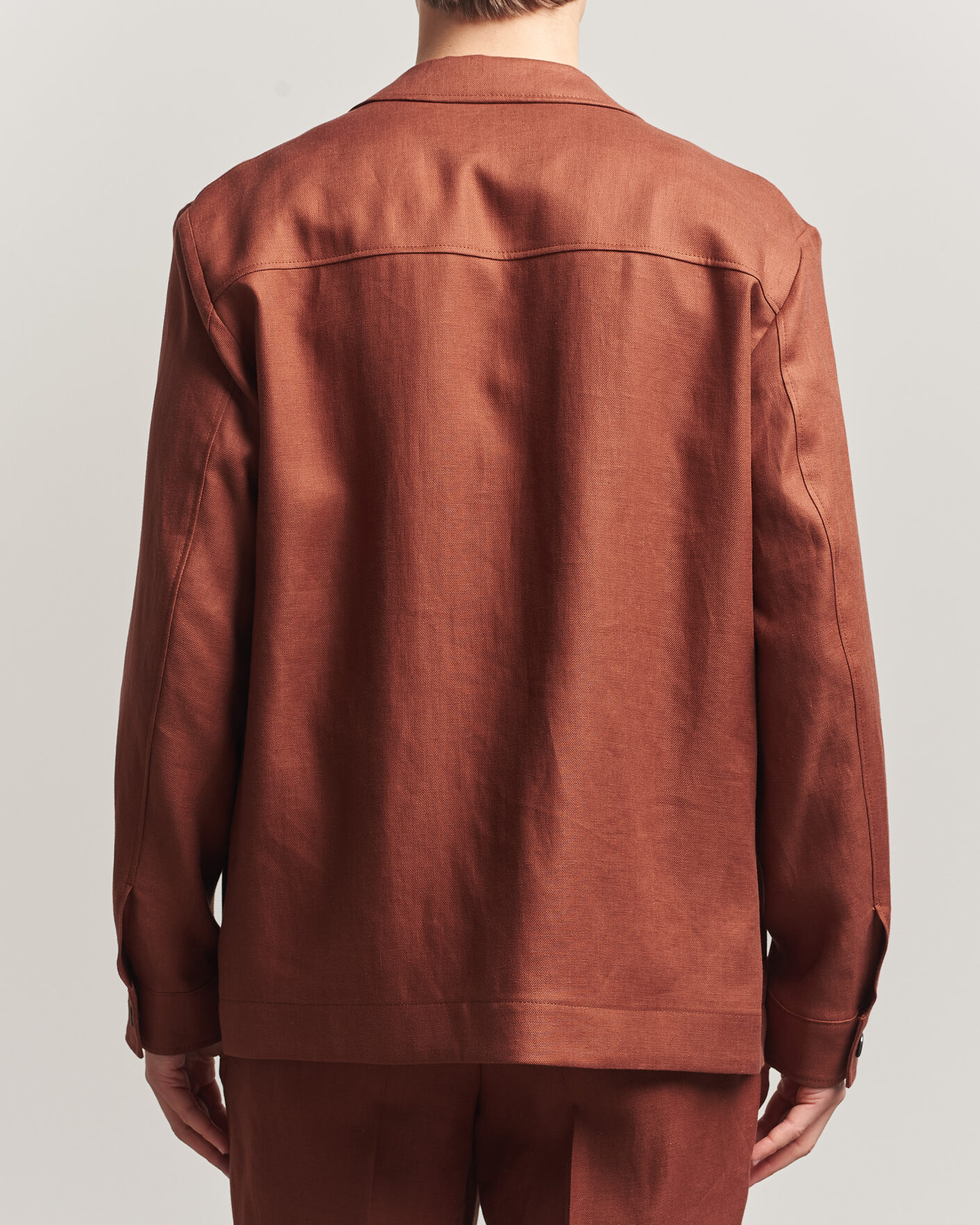 Herre | Skjorter | BOSS CAMEL | Corvin Linen Overshirt Medium Brown