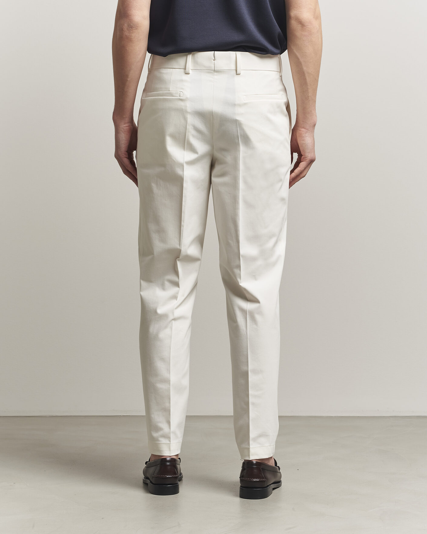 Herre | Bukser | BOSS CAMEL | Peet Cotton Pleated Trousers Open White