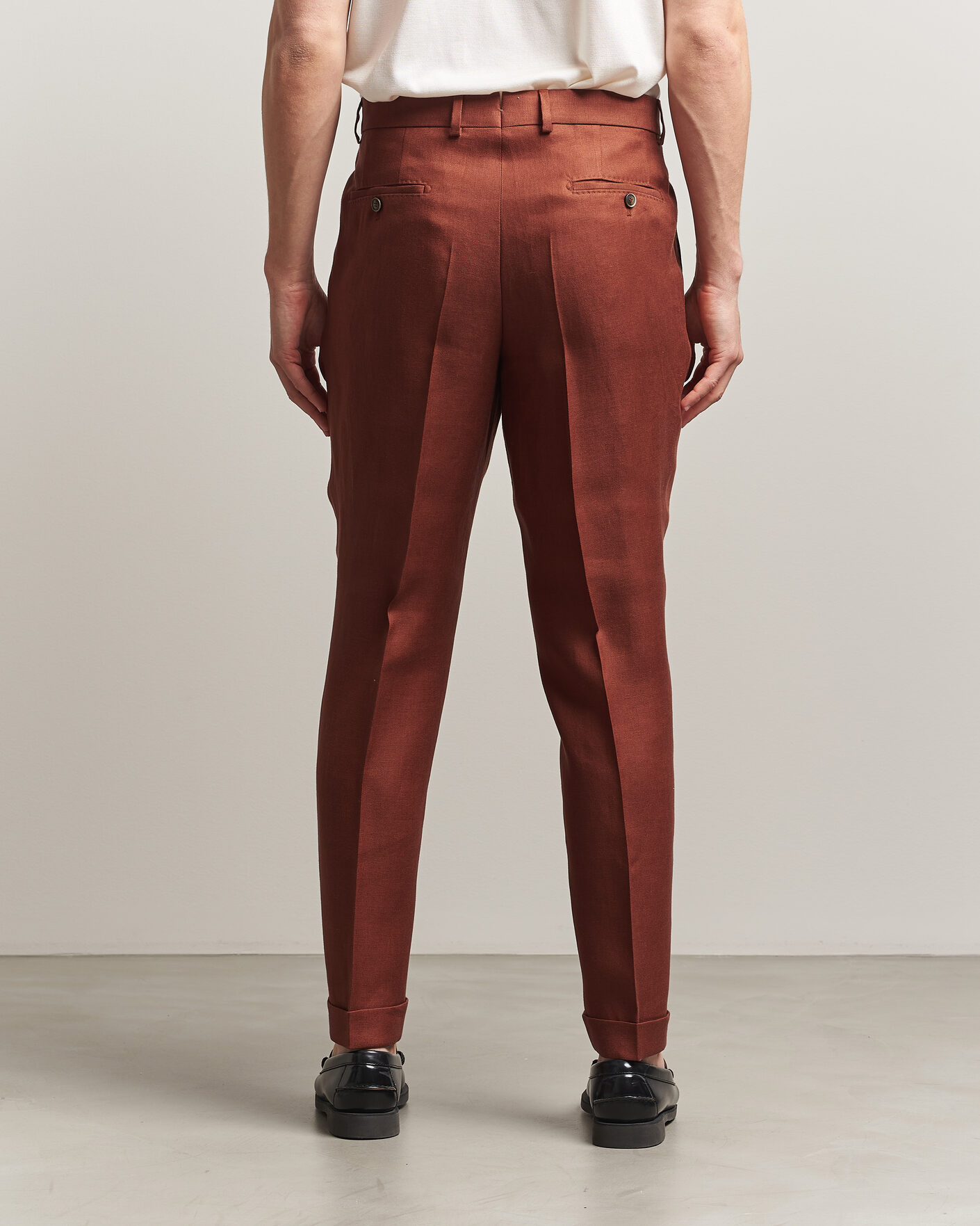 Herre | Bukser | BOSS CAMEL | Peet Linen Pleated Trousers Rust