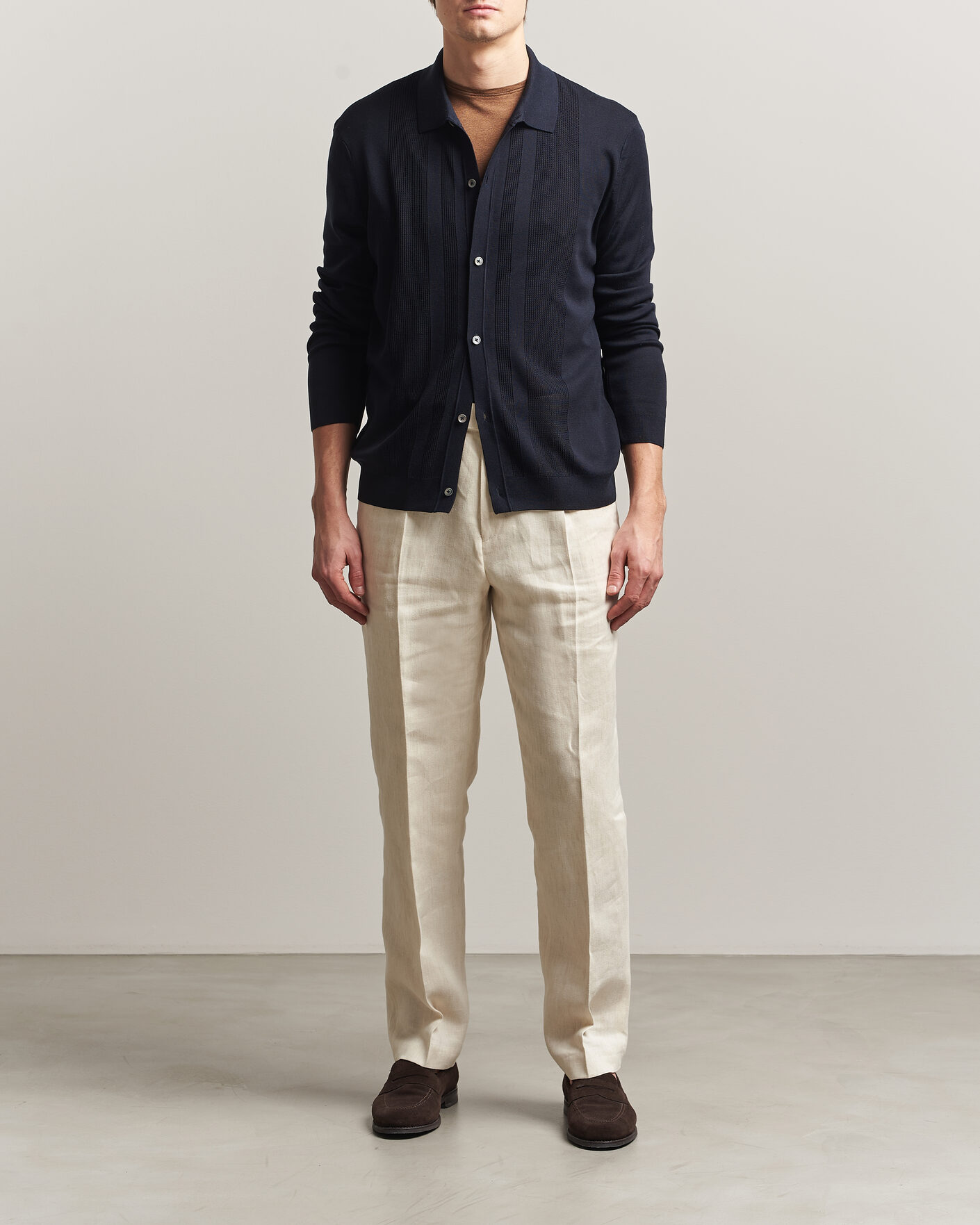 Herre | Gensere | BOSS CAMEL | Nicolo Silk Knitted Cardigan Dark Blue
