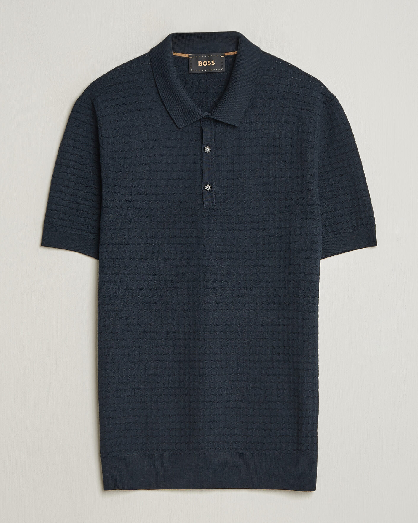 Herre | Pikéer | BOSS CAMEL | Nadalione Silk/Cotton Knitted Polo Dark Blue