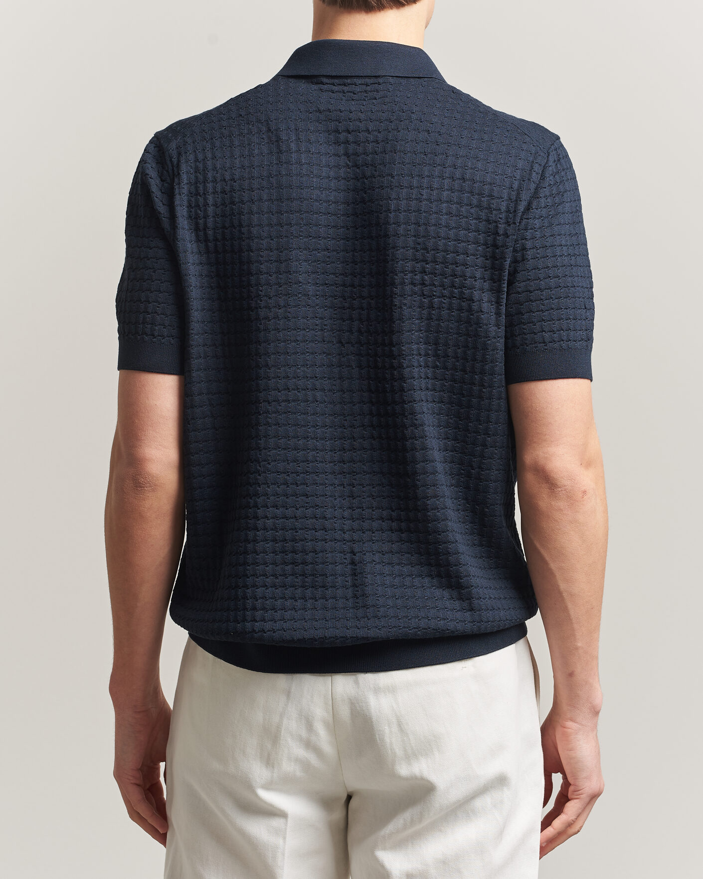 Herre | Pikéer | BOSS CAMEL | Nadalione Silk/Cotton Knitted Polo Dark Blue