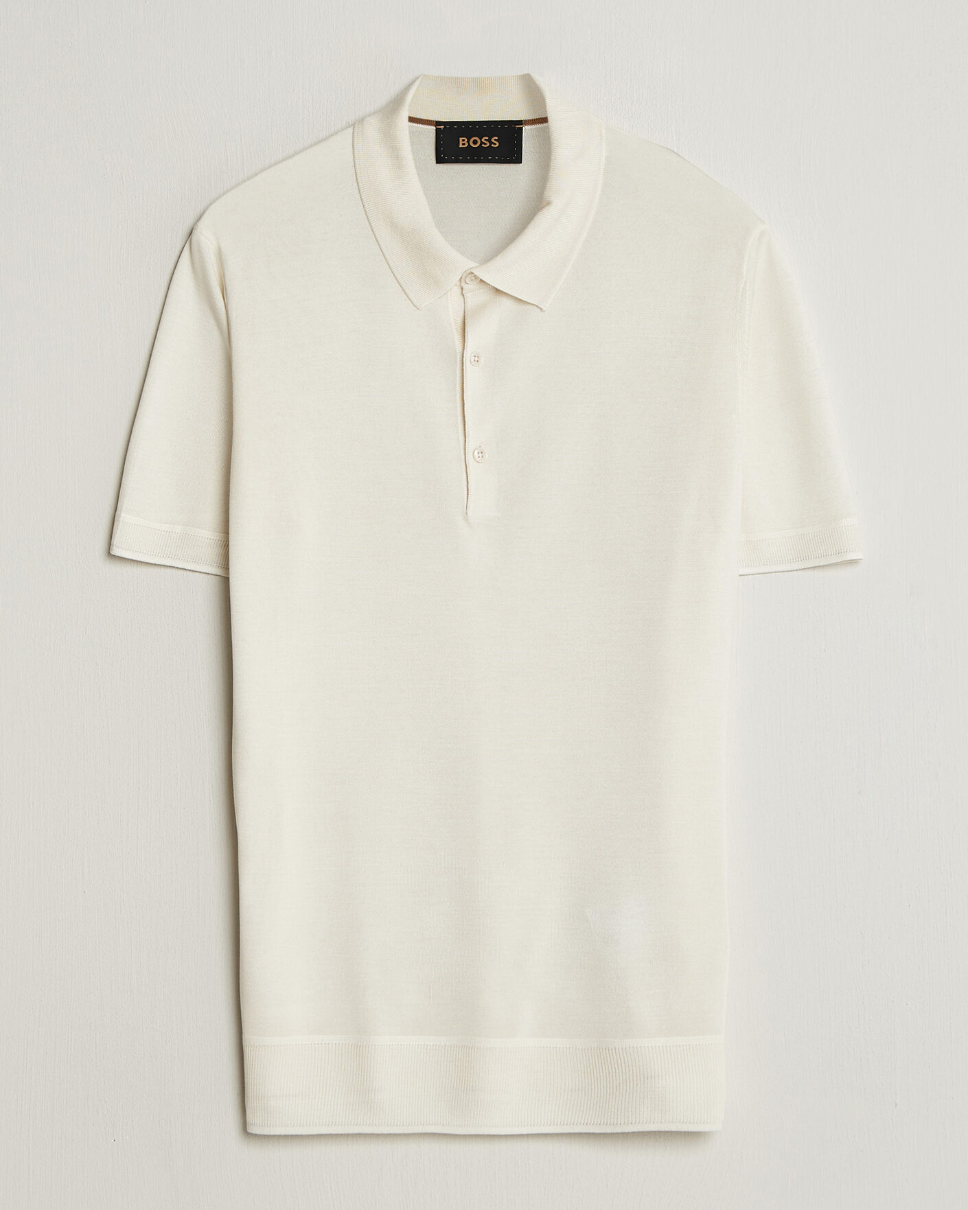 Herre | Pikéer | BOSS CAMEL | Novo Silk Knitted Polo Open White