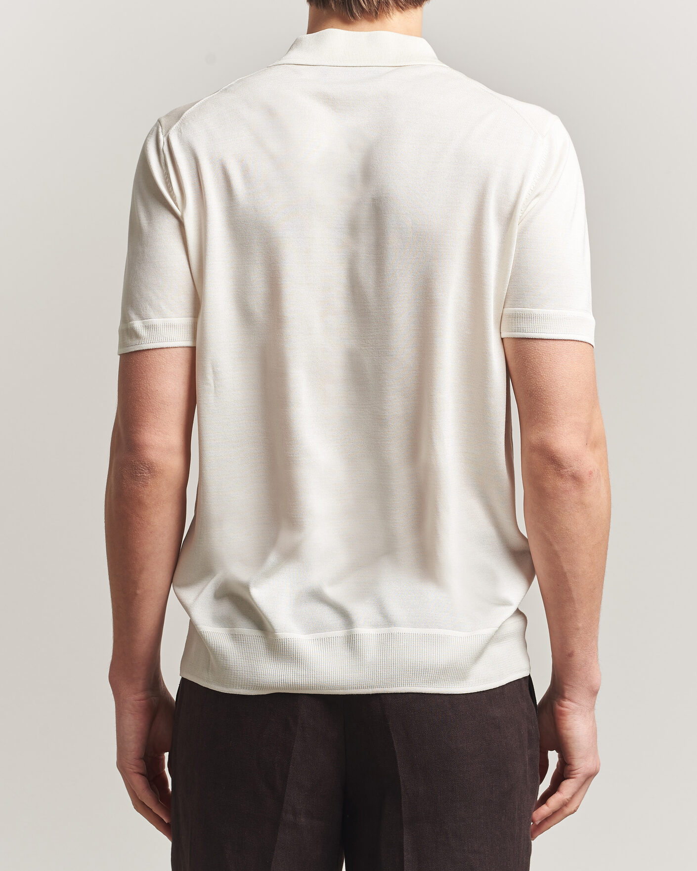 Herre | Pikéer | BOSS CAMEL | Novo Silk Knitted Polo Open White