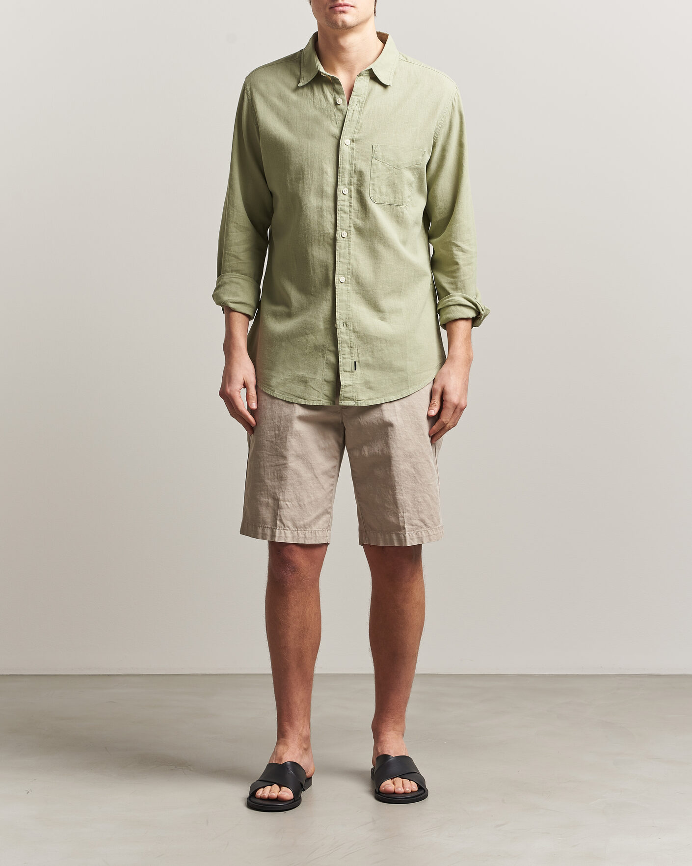 Herre | Skjorter | Dockers | Slim Linen/Cotton Shirt Tea