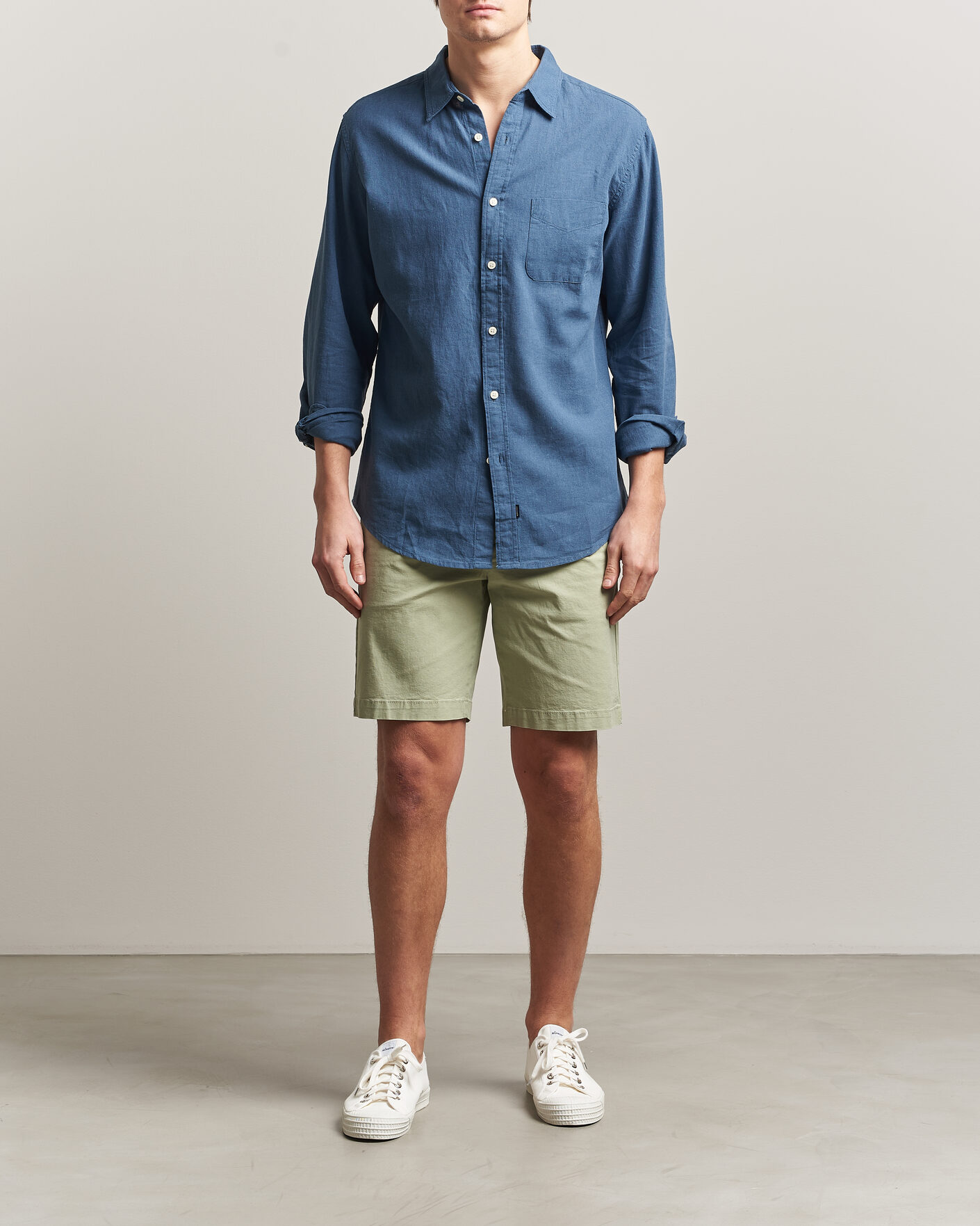 Herre | Skjorter | Dockers | Slim Linen/Cotton Shirt Bering Sea